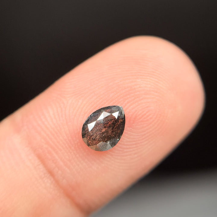 0.73 Ct Pear Rose Cut Grey Natural Salt and Pepper Diamond
