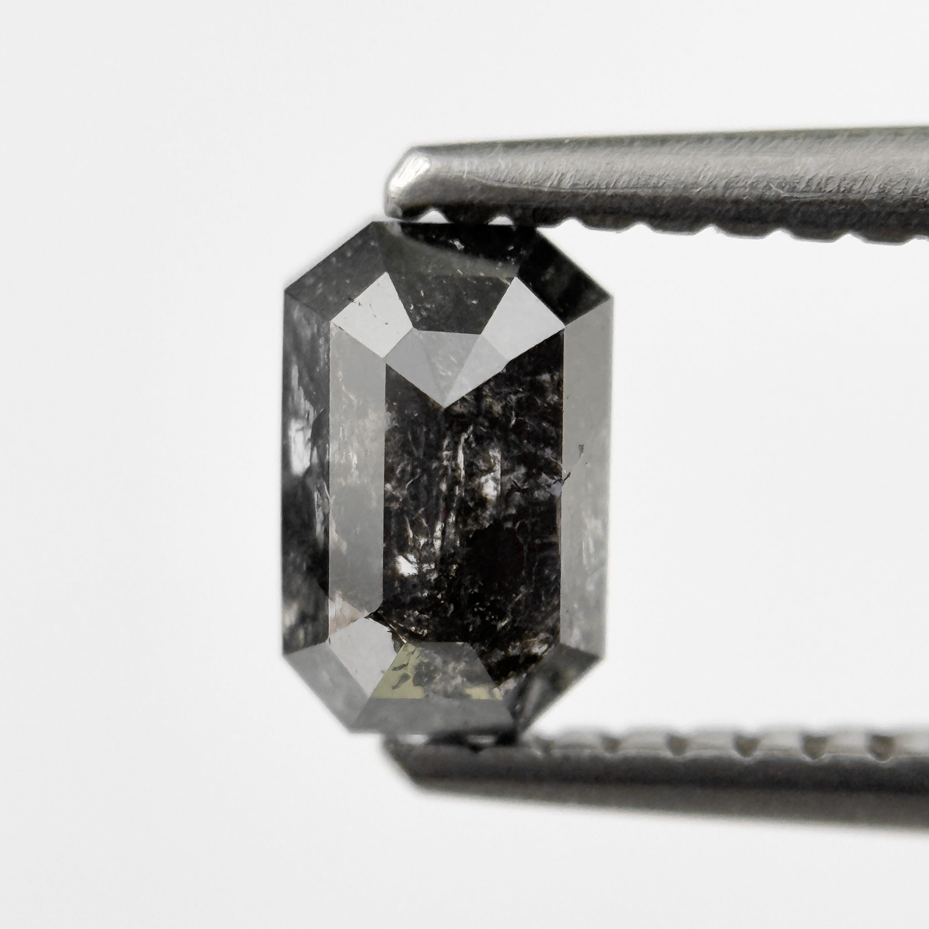 0.84 Ct Emerald Rose Cut Grey Natural Salt and Pepper Diamond