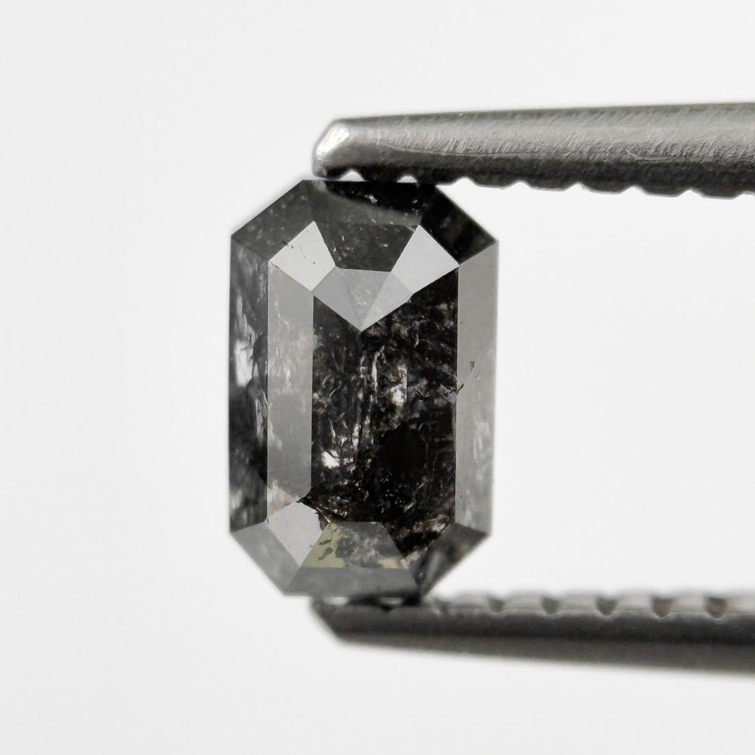 0.84 Ct Emerald Rose Cut Grey Natural Salt and Pepper Diamond