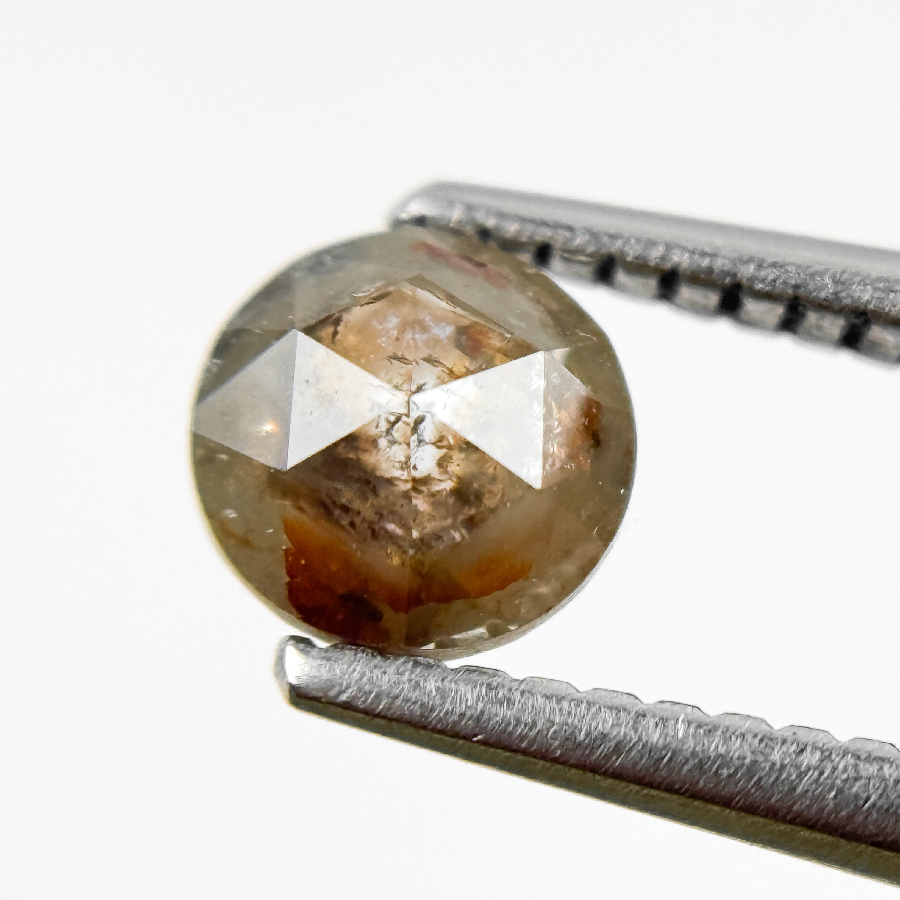 0.86 Ct Round Rose Cut Grey Natural Salt and Pepper Diamond