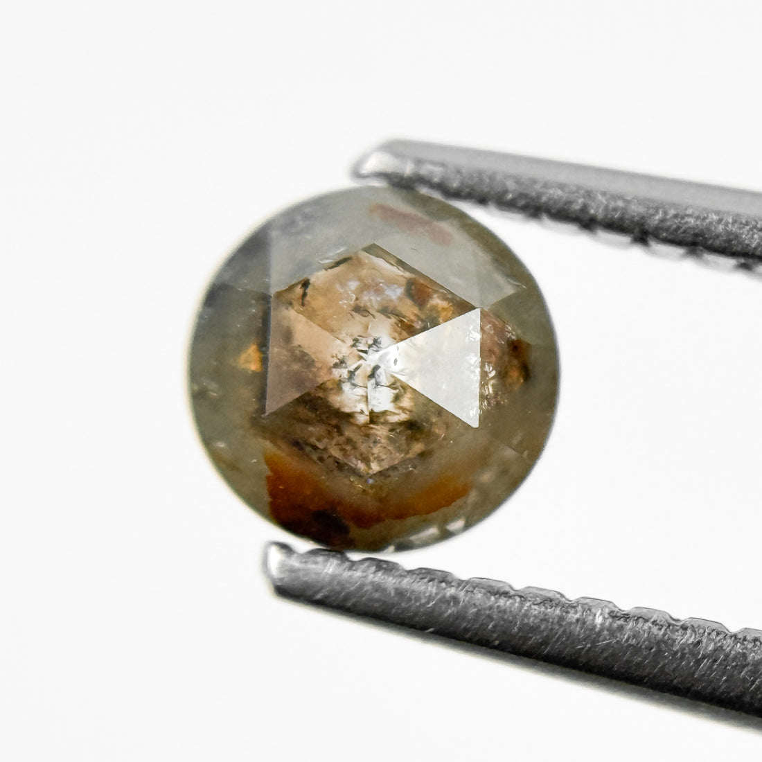 0.86 Ct Round Rose Cut Grey Natural Salt and Pepper Diamond