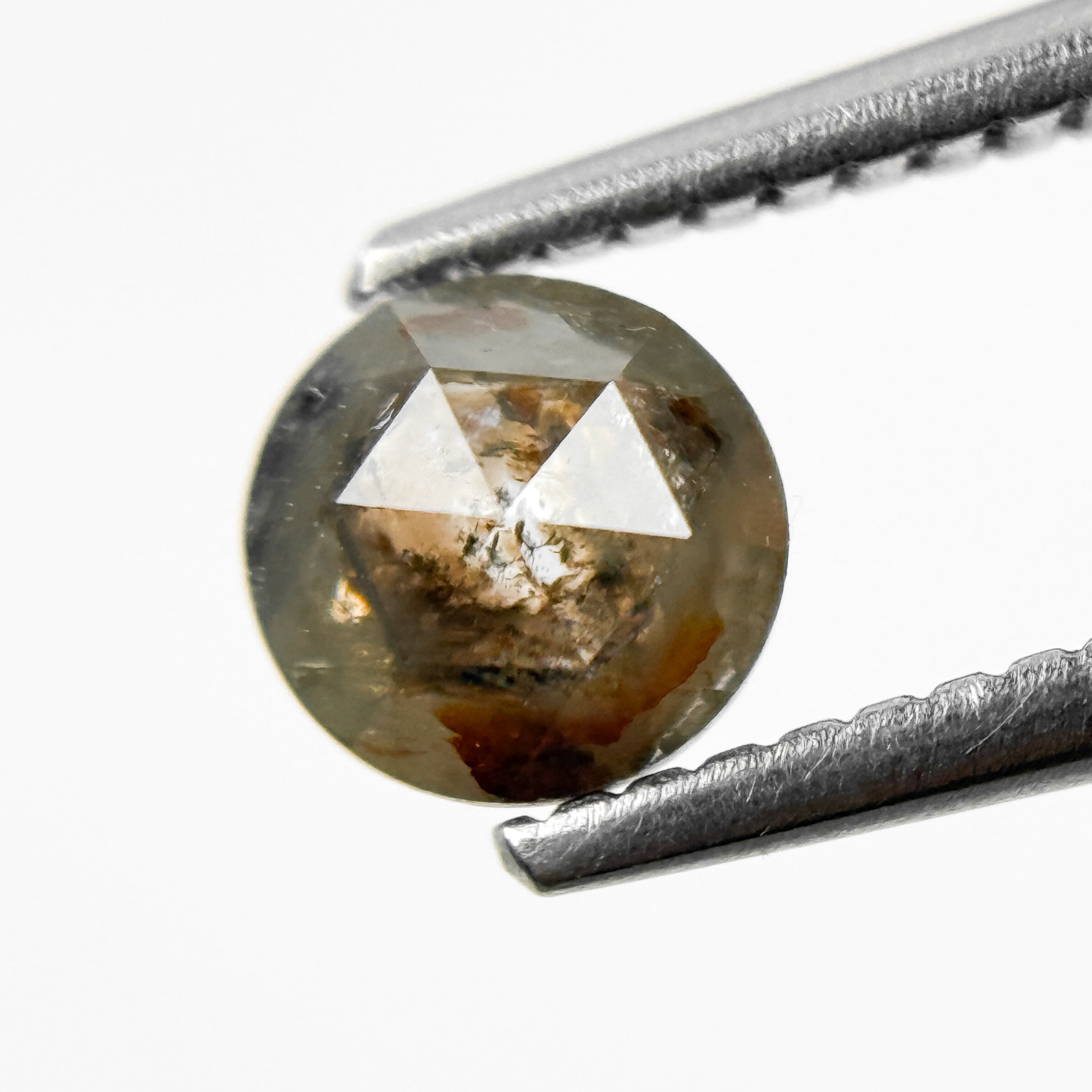 0.86 Ct Round Rose Cut Grey Natural Salt and Pepper Diamond