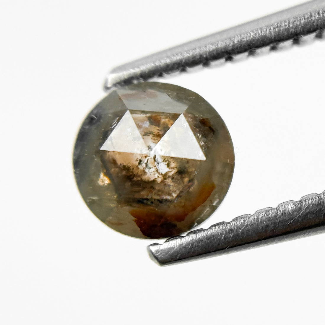 0.86 Ct Round Rose Cut Grey Natural Salt and Pepper Diamond
