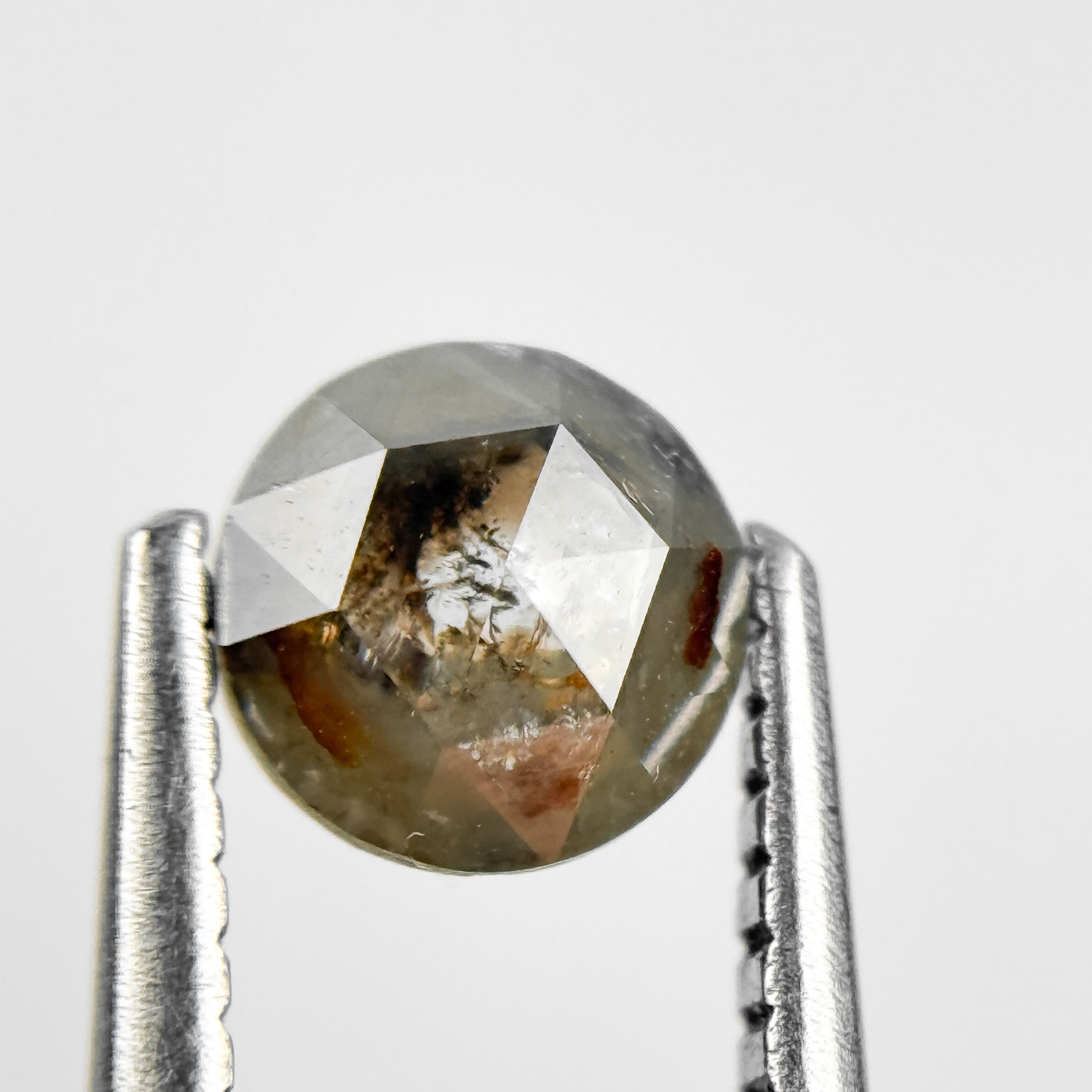 0.86 Ct Round Rose Cut Grey Natural Salt and Pepper Diamond