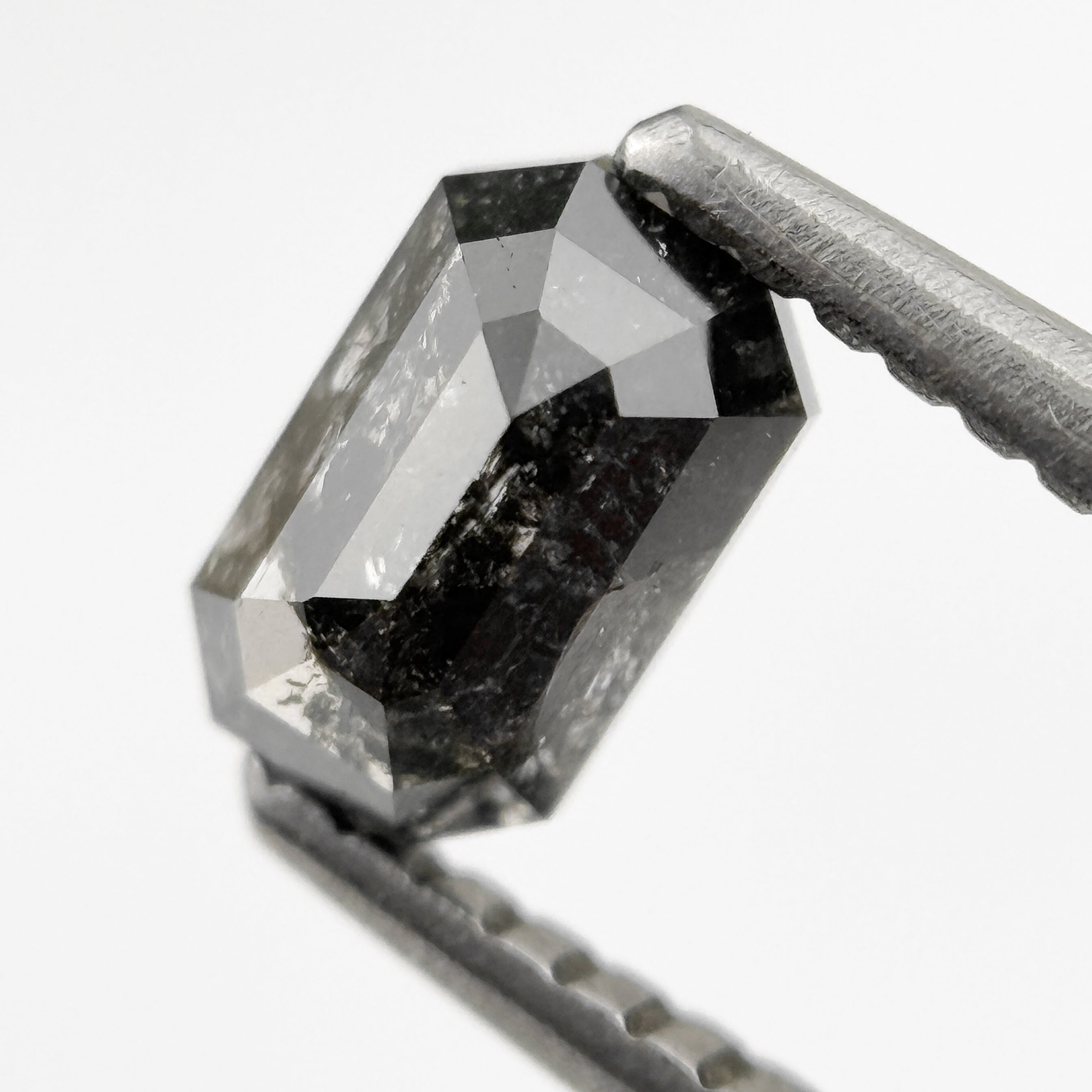 0.84 Ct Emerald Rose Cut Grey Natural Salt and Pepper Diamond