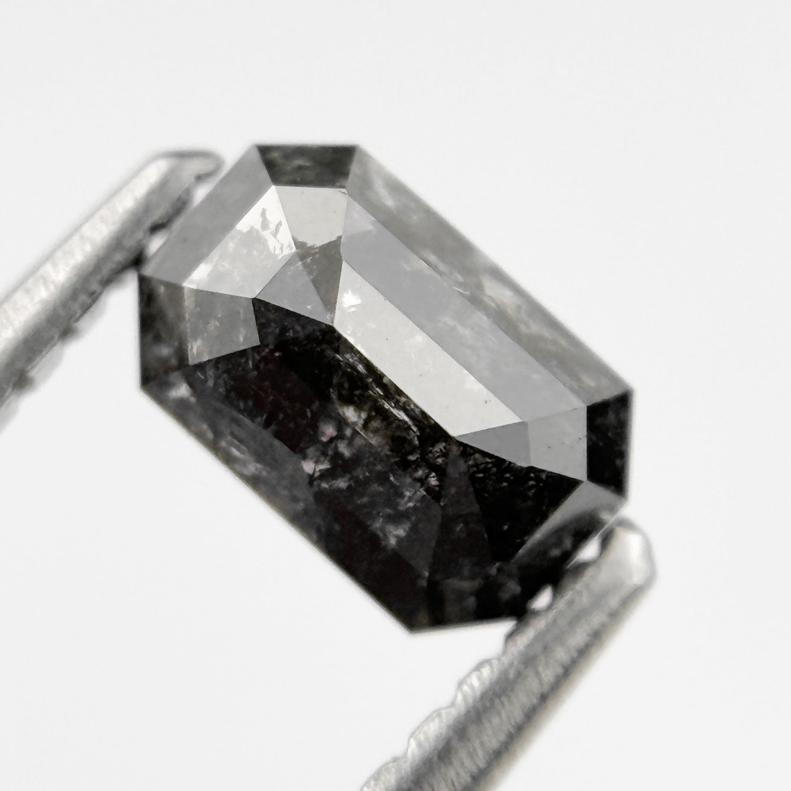 0.84 Ct Emerald Rose Cut Grey Natural Salt and Pepper Diamond