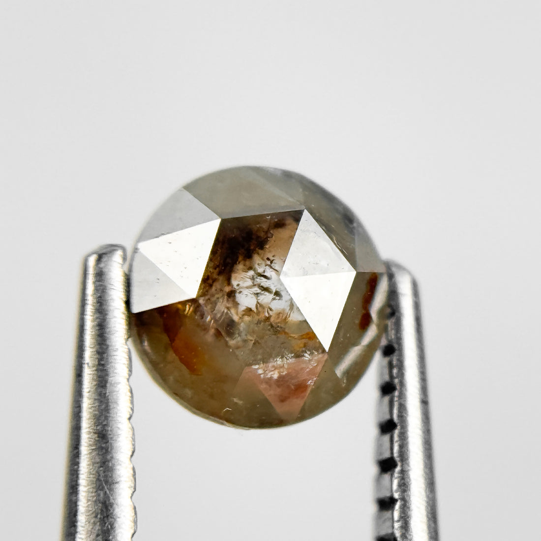 0.86 Ct Round Rose Cut Grey Natural Salt and Pepper Diamond