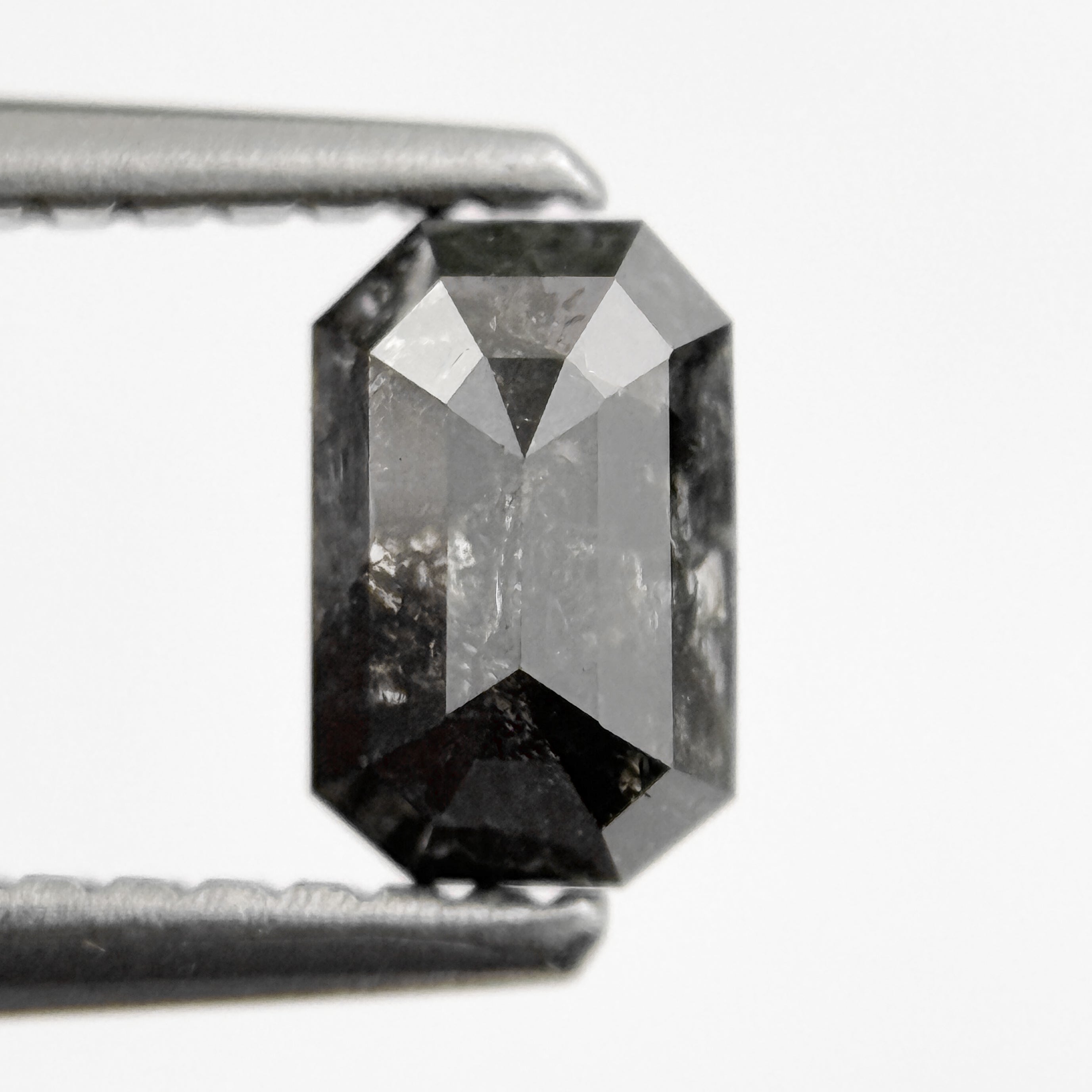 0.84 Ct Emerald Rose Cut Grey Natural Salt and Pepper Diamond