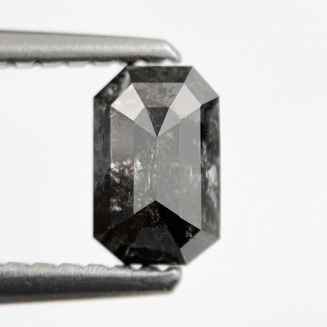 0.84 Ct Emerald Rose Cut Grey Natural Salt and Pepper Diamond