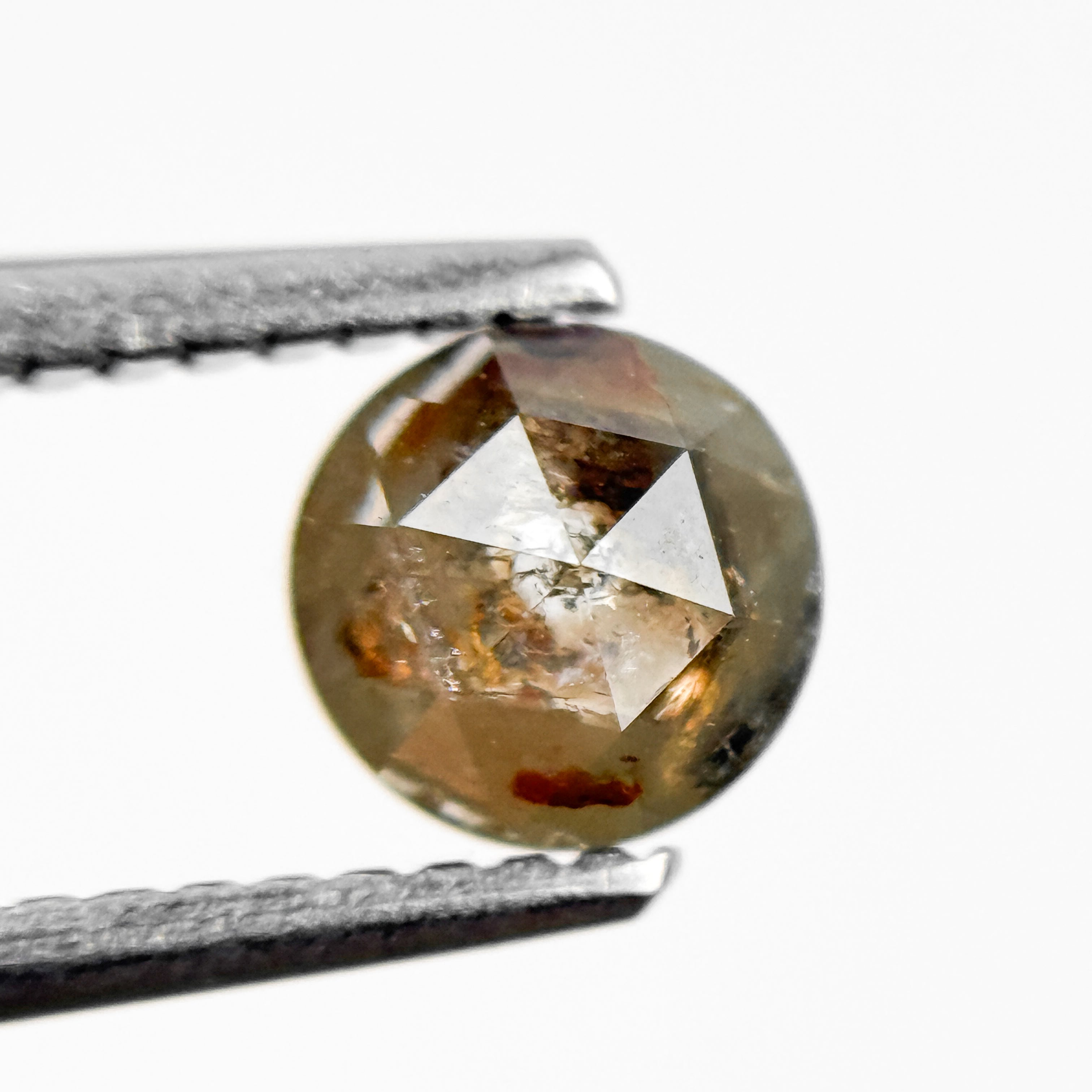 0.86 Ct Round Rose Cut Grey Natural Salt and Pepper Diamond
