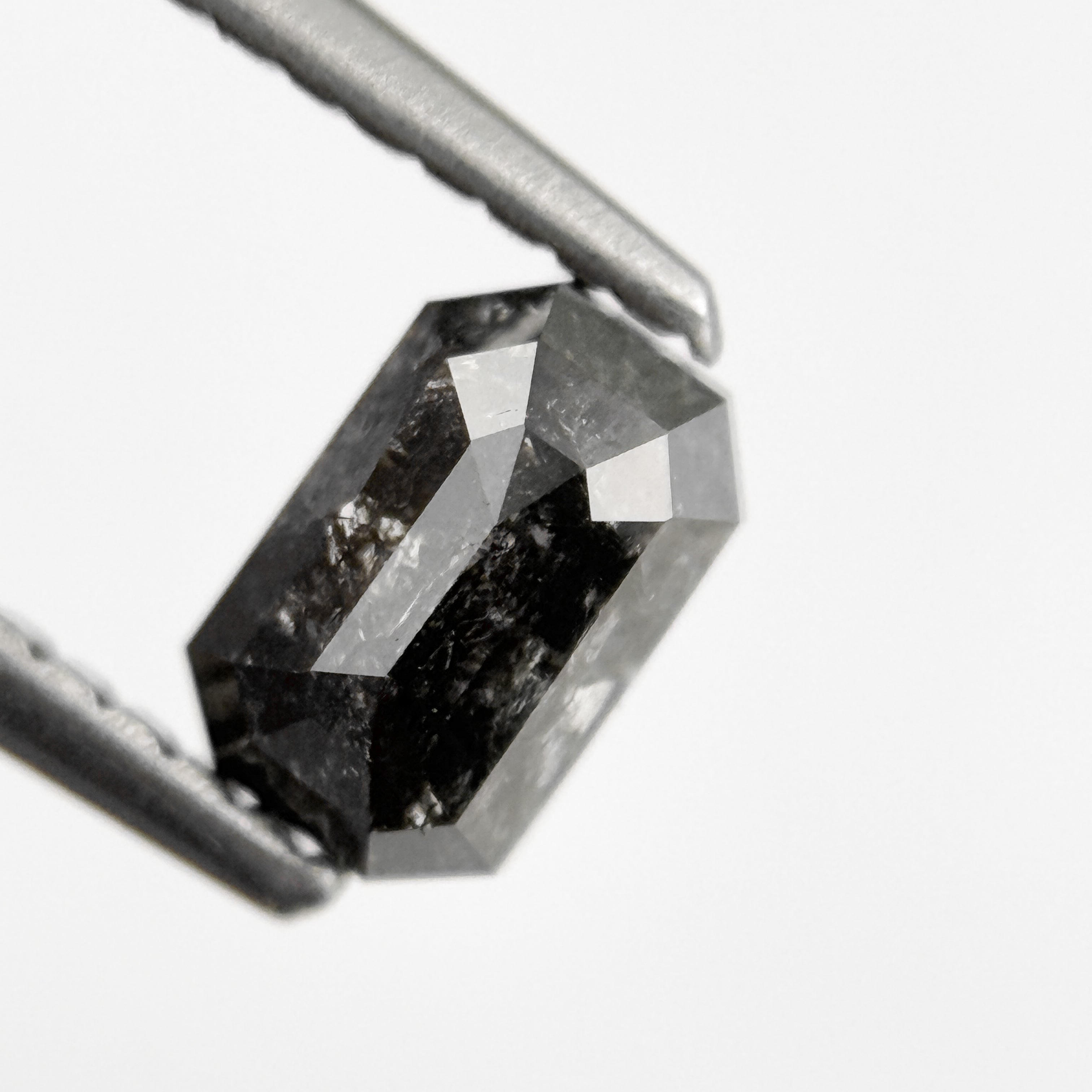 0.84 Ct Emerald Rose Cut Grey Natural Salt and Pepper Diamond