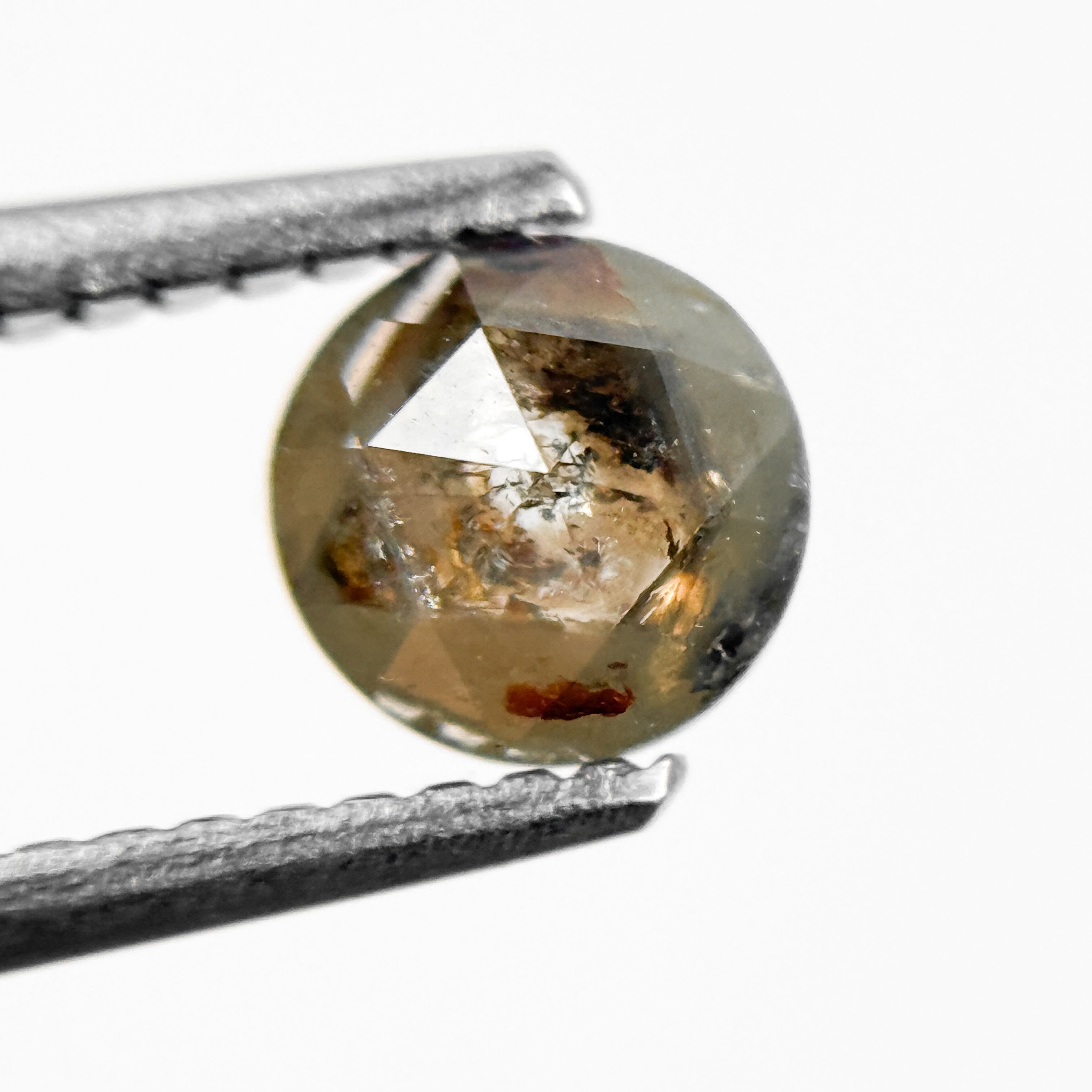 0.86 Ct Round Rose Cut Grey Natural Salt and Pepper Diamond