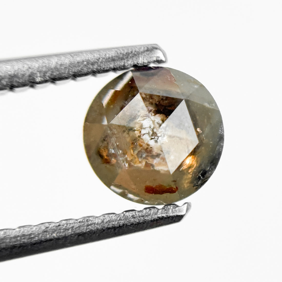 0.86 Ct Round Rose Cut Grey Natural Salt and Pepper Diamond