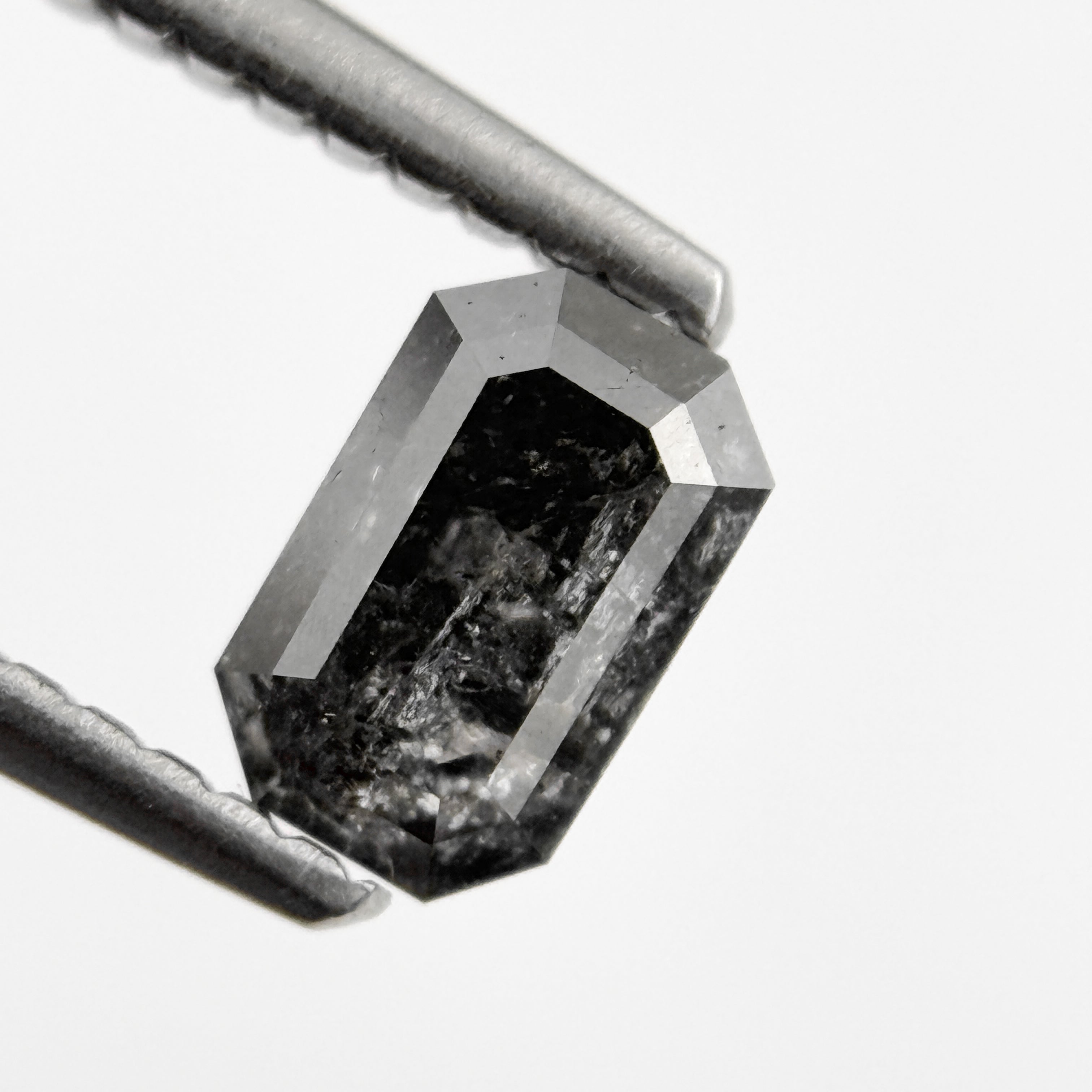 0.84 Ct Emerald Rose Cut Grey Natural Salt and Pepper Diamond
