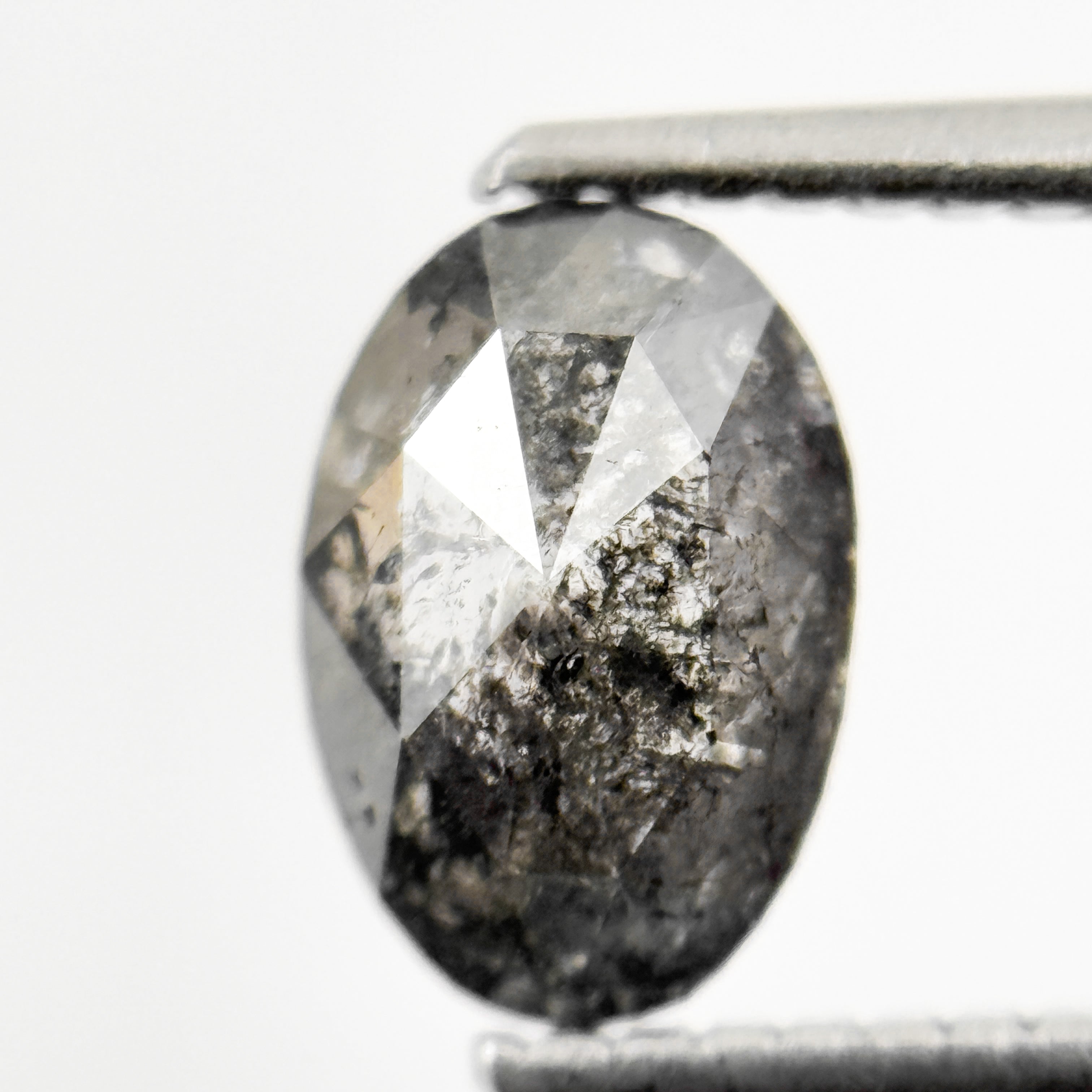 1.13 Ct Oval Rose Cut Grey Natural Galaxy Salt and Pepper Diamond