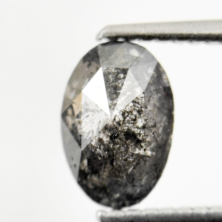 1.13 Ct Oval Rose Cut Grey Natural Galaxy Salt and Pepper Diamond