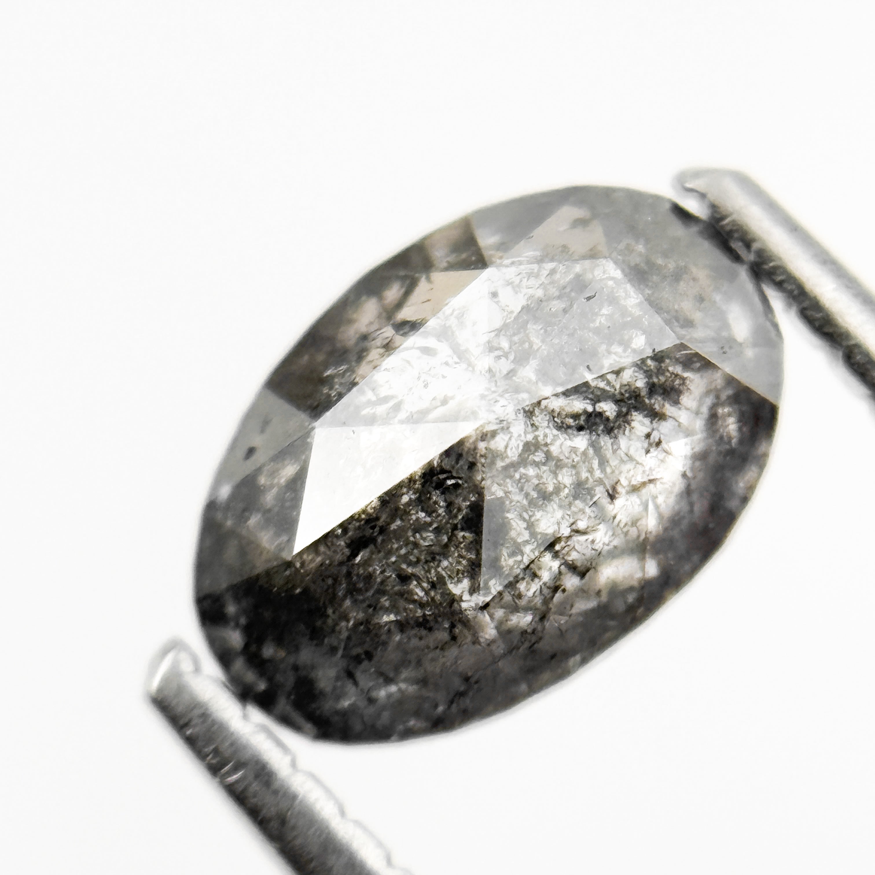 1.13 Ct Oval Rose Cut Grey Natural Galaxy Salt and Pepper Diamond