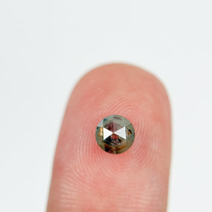 0.86 Ct Round Rose Cut Grey Natural Salt and Pepper Diamond