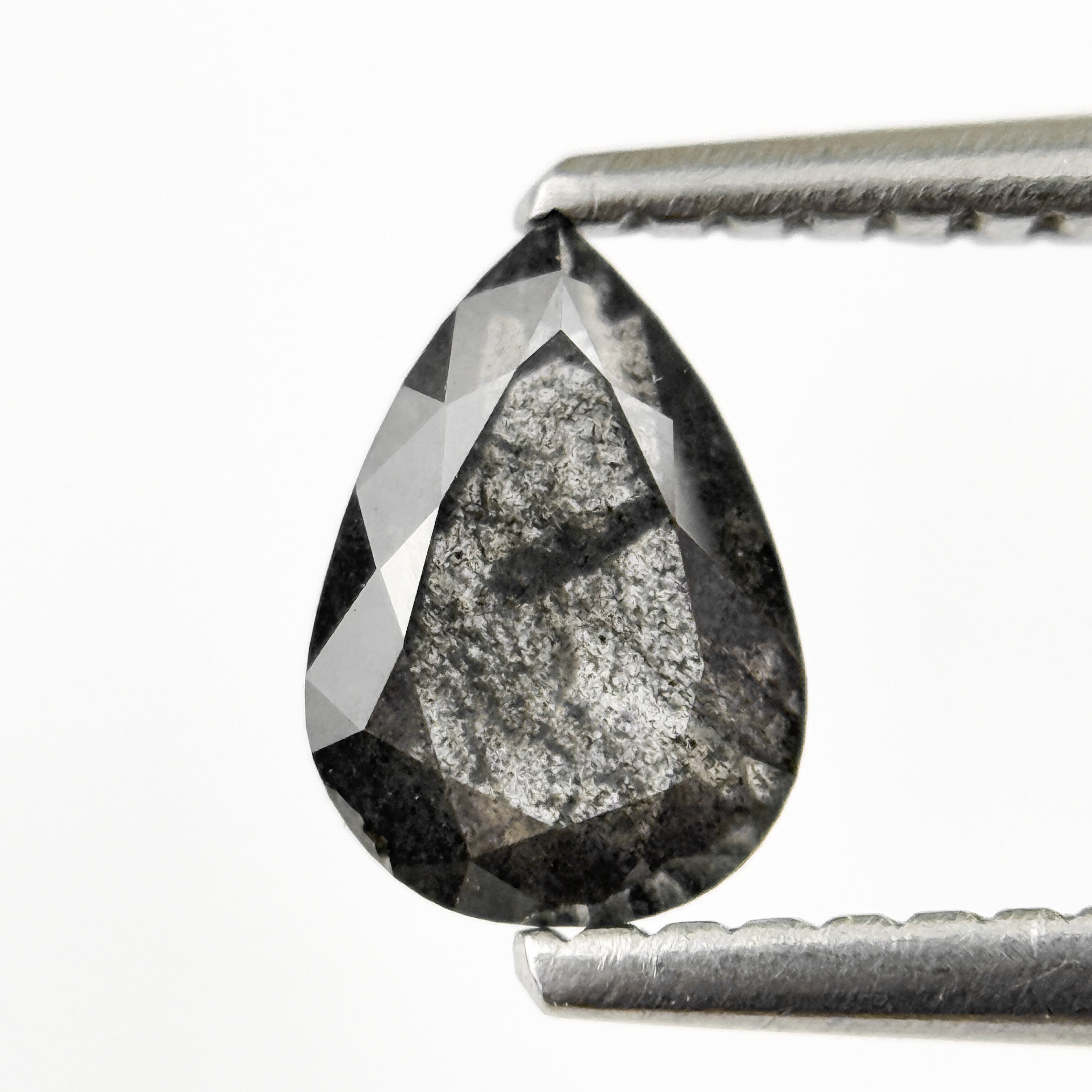 0.82 Ct Pear Rose Cut Grey Natural Salt and Pepper Diamond