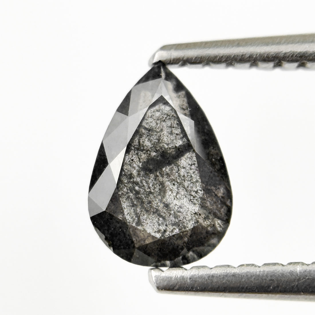 0.82 Ct Pear Rose Cut Grey Natural Salt and Pepper Diamond