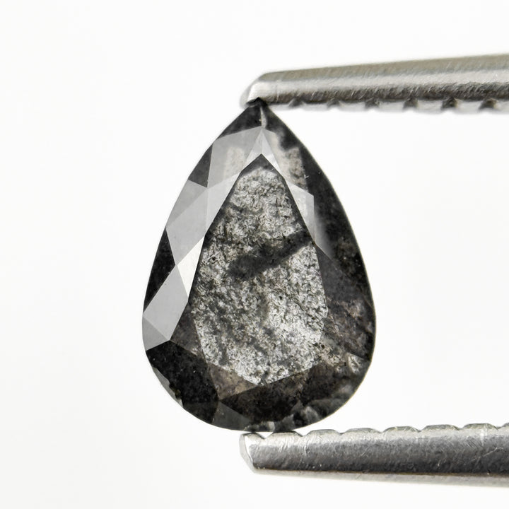 0.82 Ct Pear Rose Cut Grey Natural Salt and Pepper Diamond