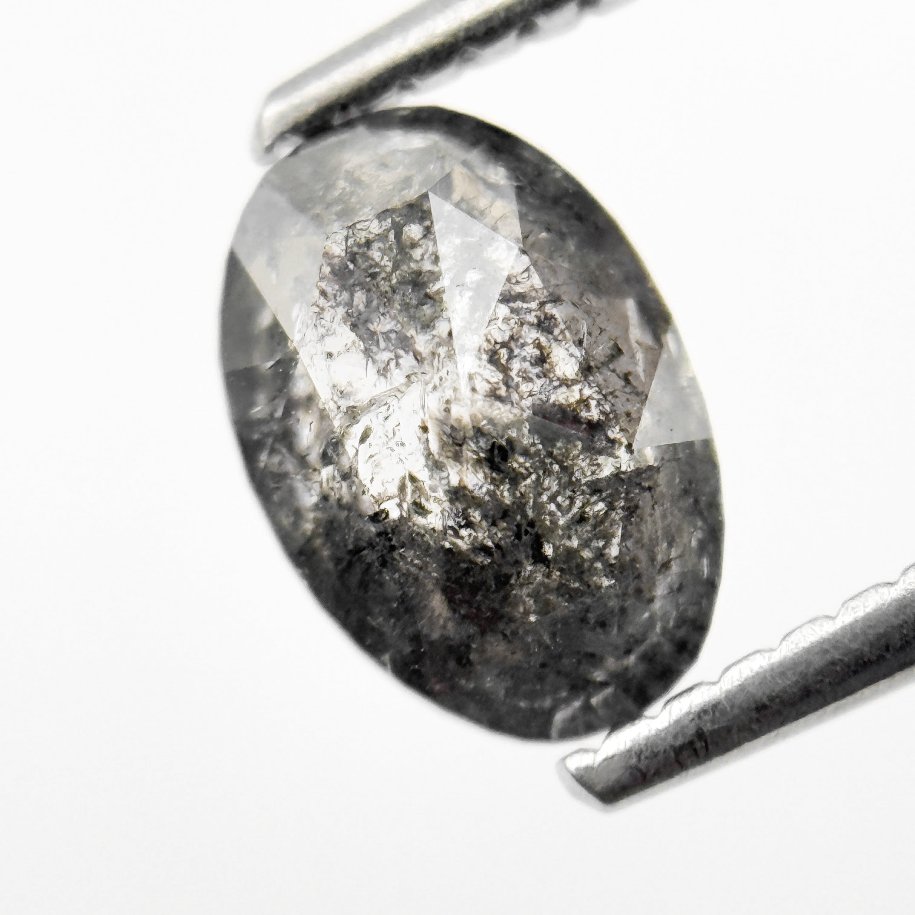 1.13 Ct Oval Rose Cut Grey Natural Galaxy Salt and Pepper Diamond
