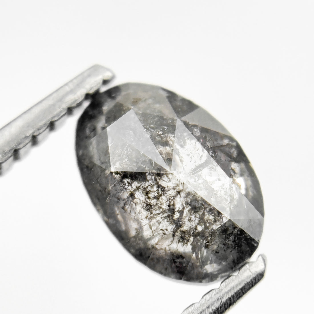 1.13 Ct Oval Rose Cut Grey Natural Galaxy Salt and Pepper Diamond