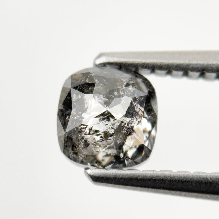 0.67 Ct Cushion Rose Cut Grey Natural Minimalist Salt and Pepper Diamond