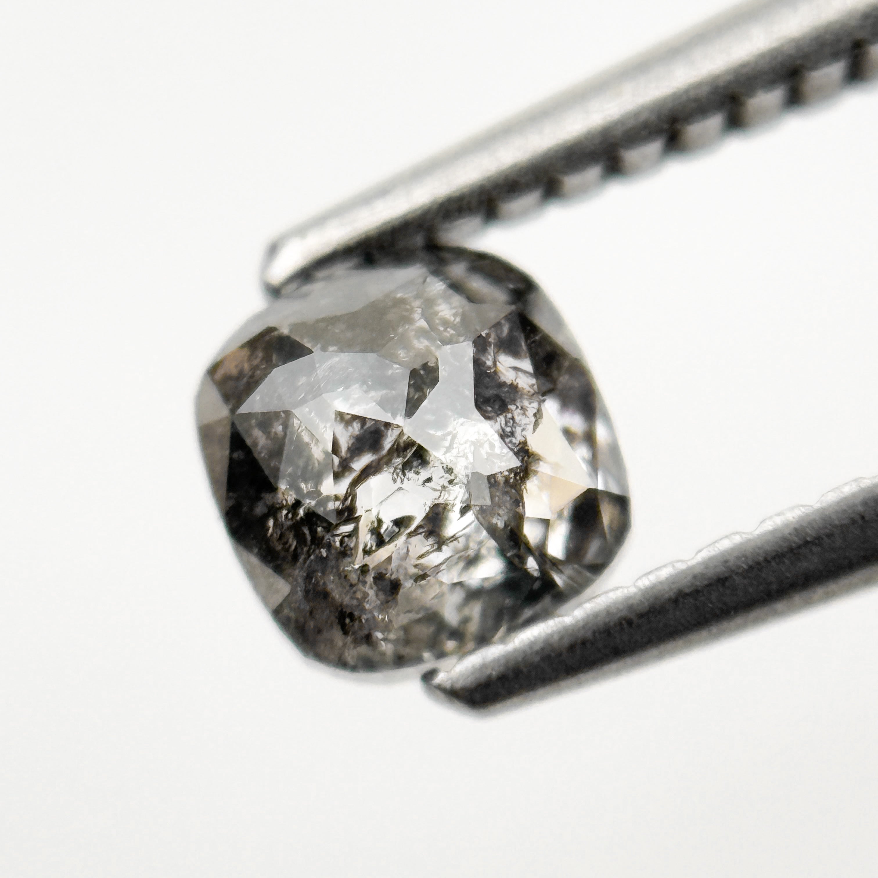 0.67 Ct Cushion Rose Cut Grey Natural Minimalist Salt and Pepper Diamond