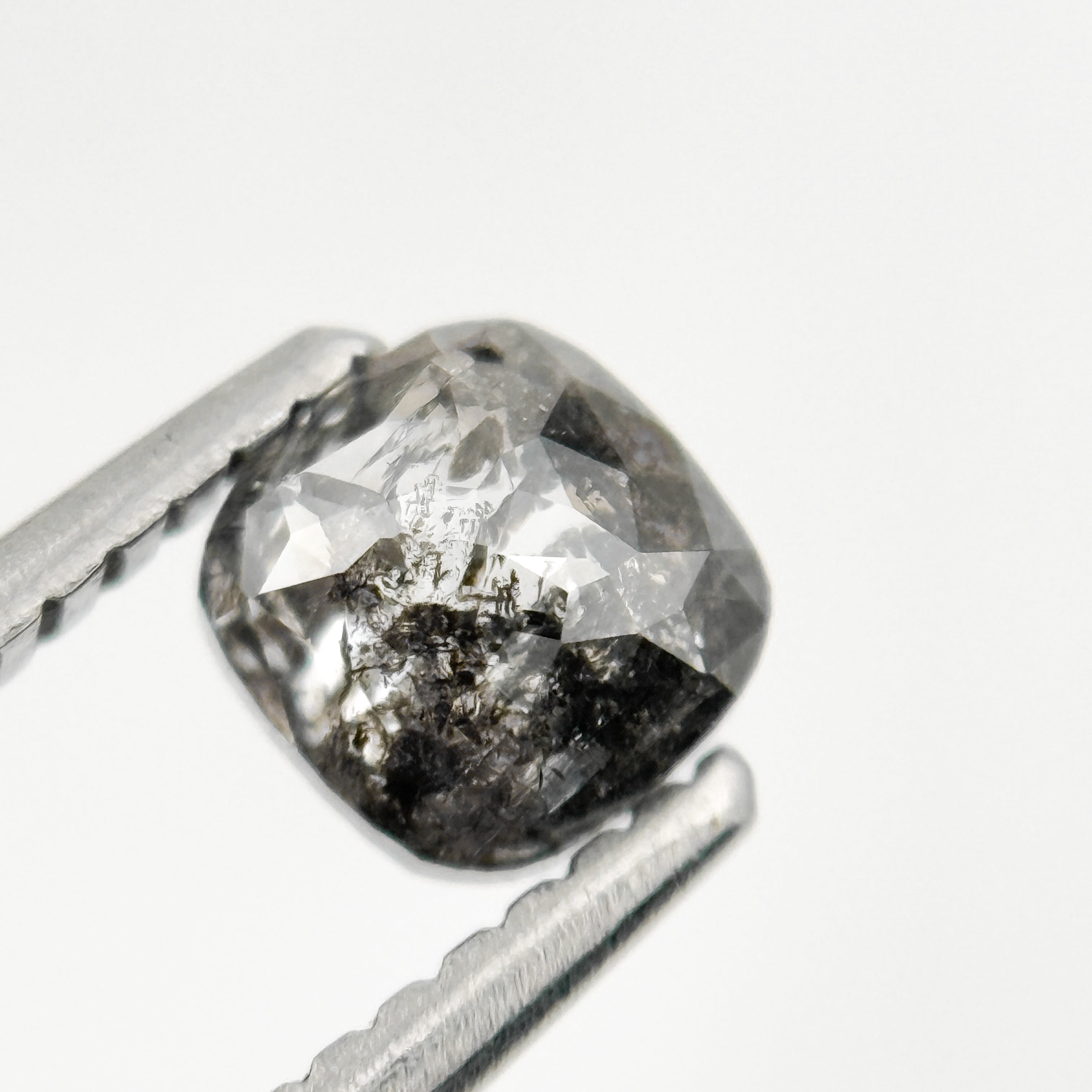 0.67 Ct Cushion Rose Cut Grey Natural Minimalist Salt and Pepper Diamond