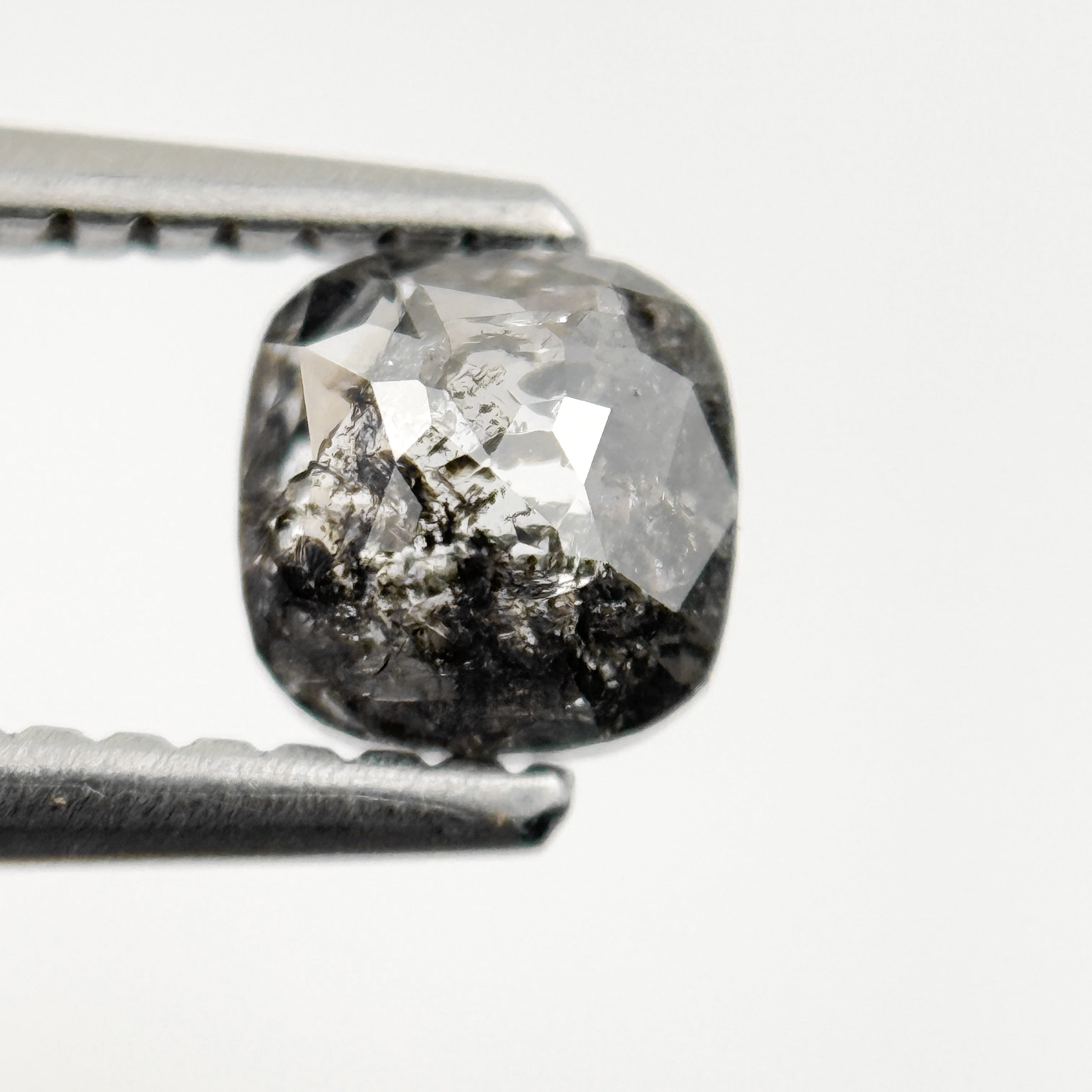 0.67 Ct Cushion Rose Cut Grey Natural Minimalist Salt and Pepper Diamond
