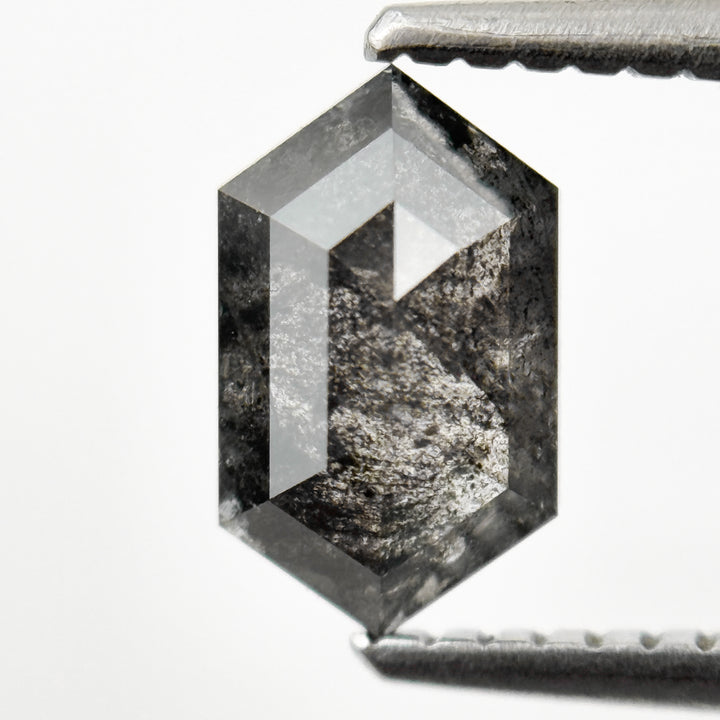 1.08 Ct Hexagon Rose Cut Grey Natural Galaxy Salt and Pepper Diamond