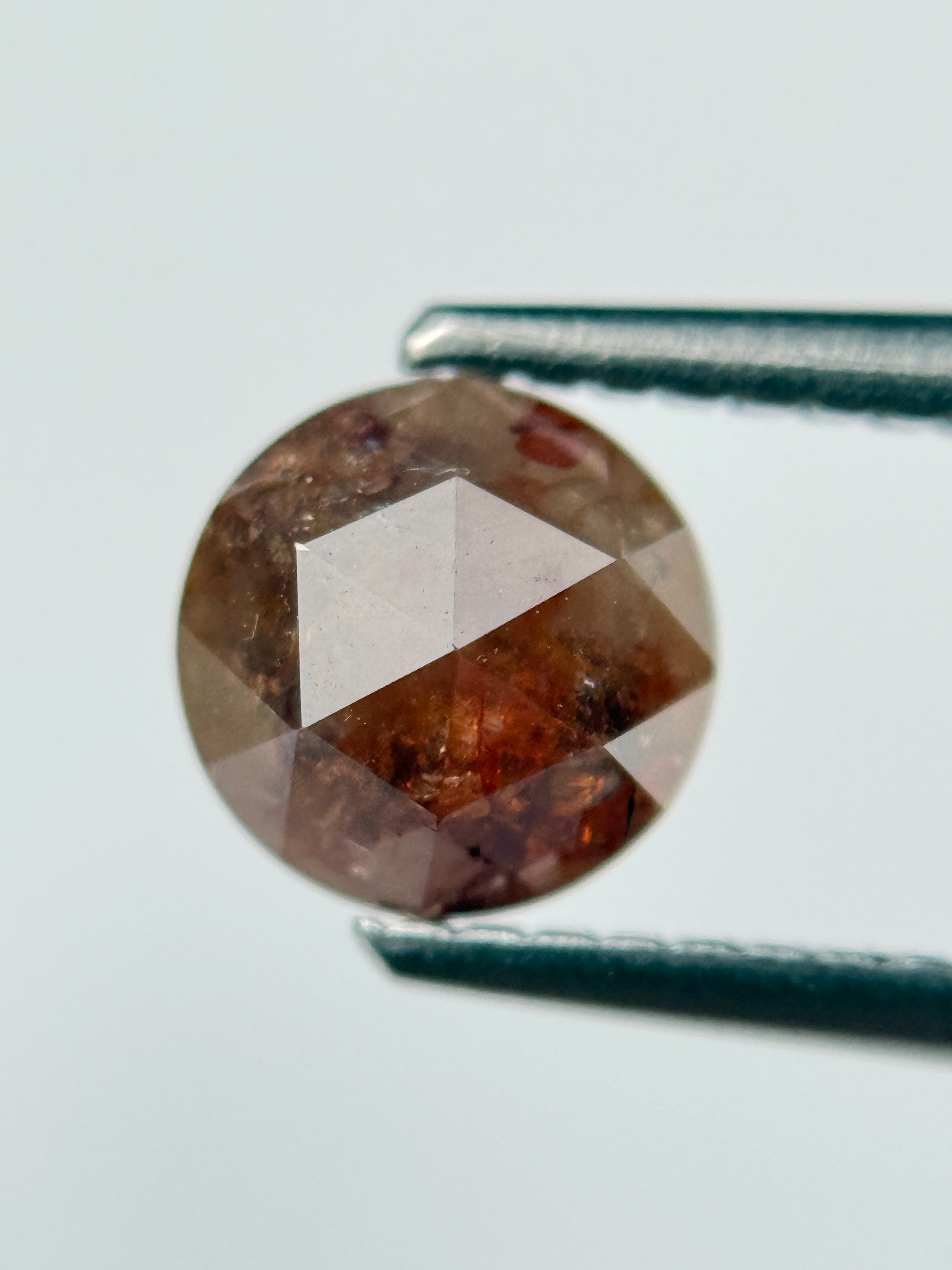 1.08 Ct Round Rose Cut Red Natural Salt and Pepper Diamond