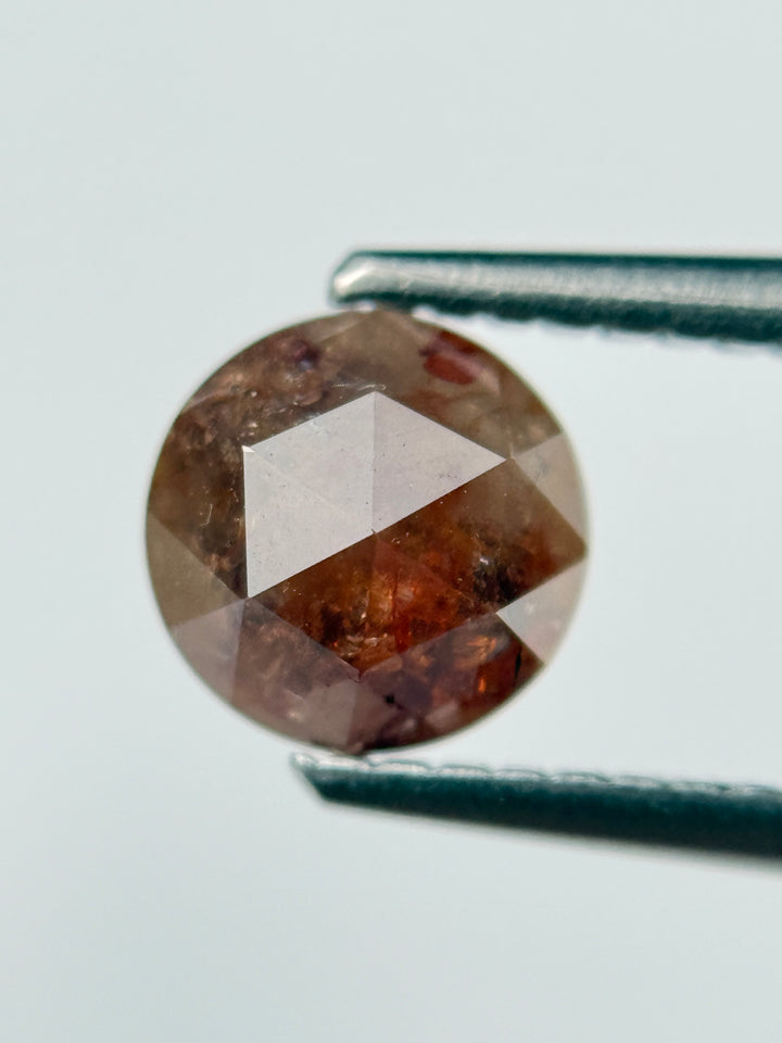 1.08 Ct Round Rose Cut Red Natural Salt and Pepper Diamond