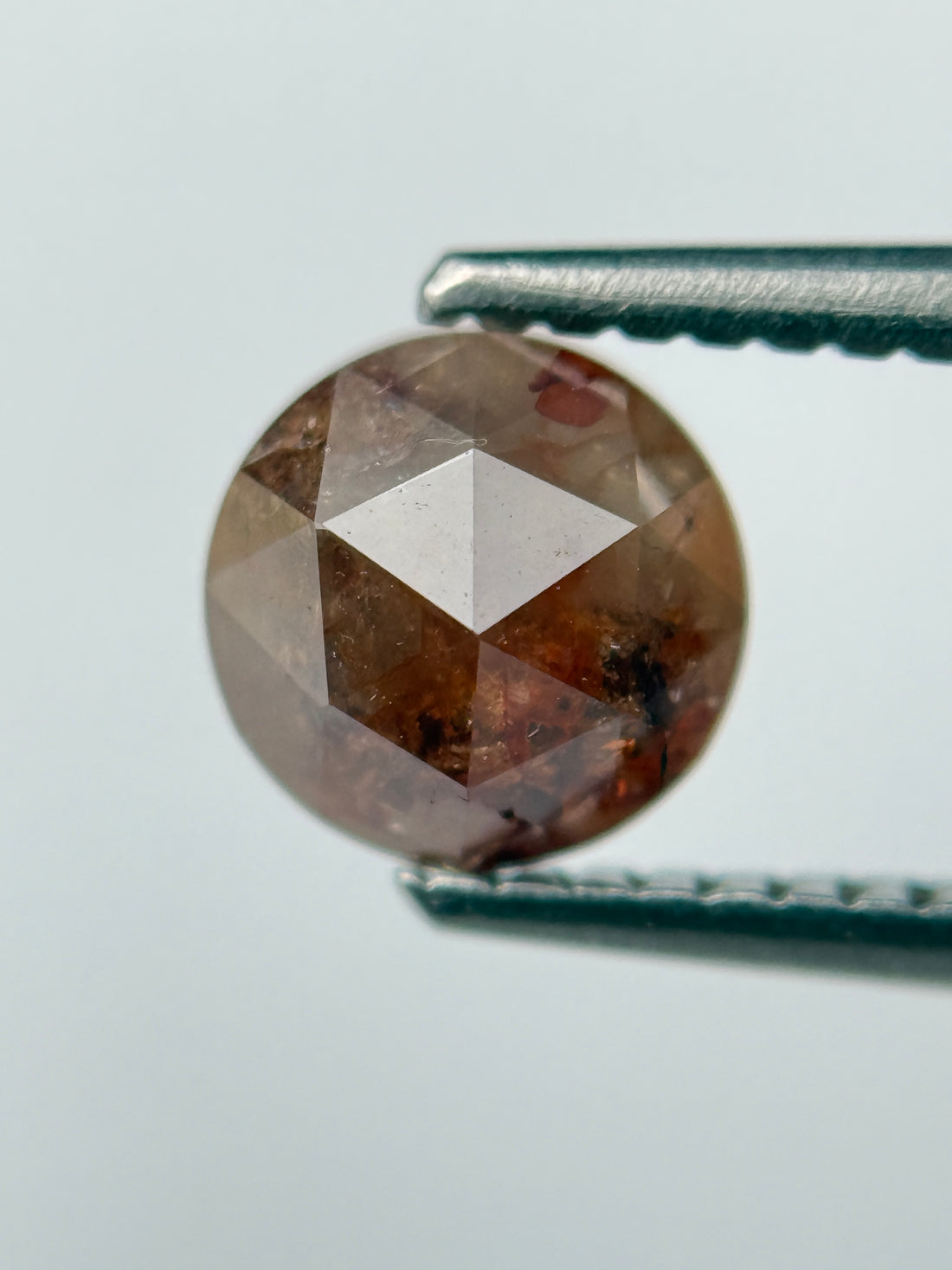 1.08 Ct Round Rose Cut Red Natural Salt and Pepper Diamond