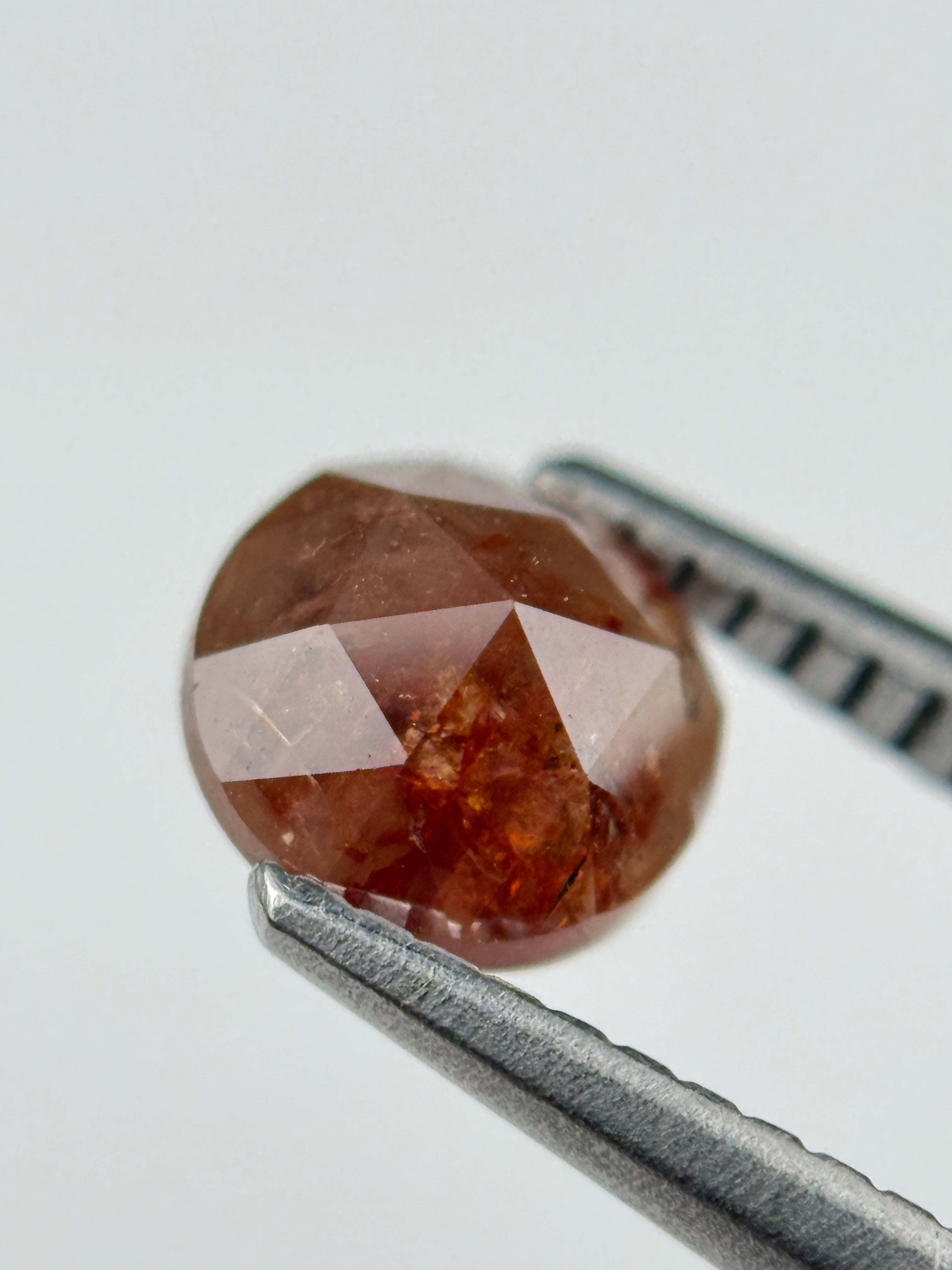 1.08 Ct Round Rose Cut Red Natural Salt and Pepper Diamond