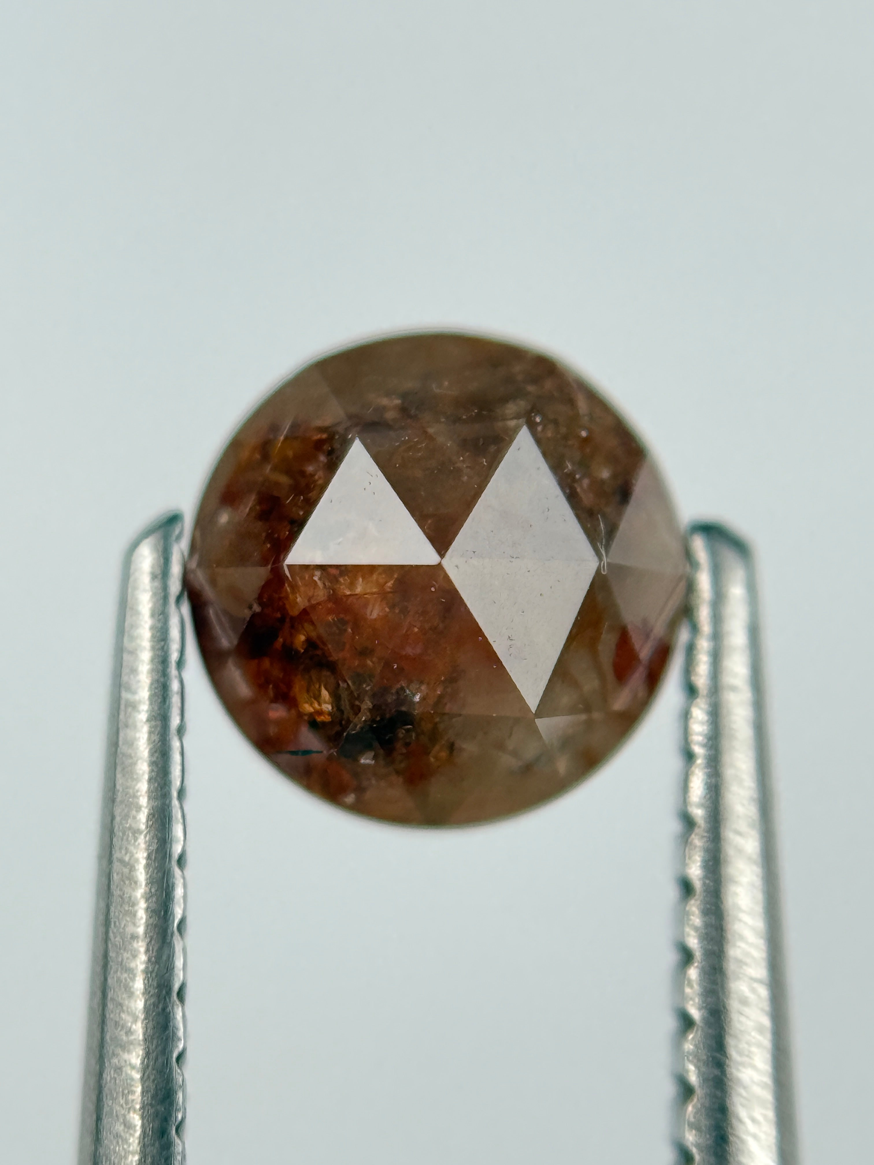 1.08 Ct Round Rose Cut Red Natural Salt and Pepper Diamond
