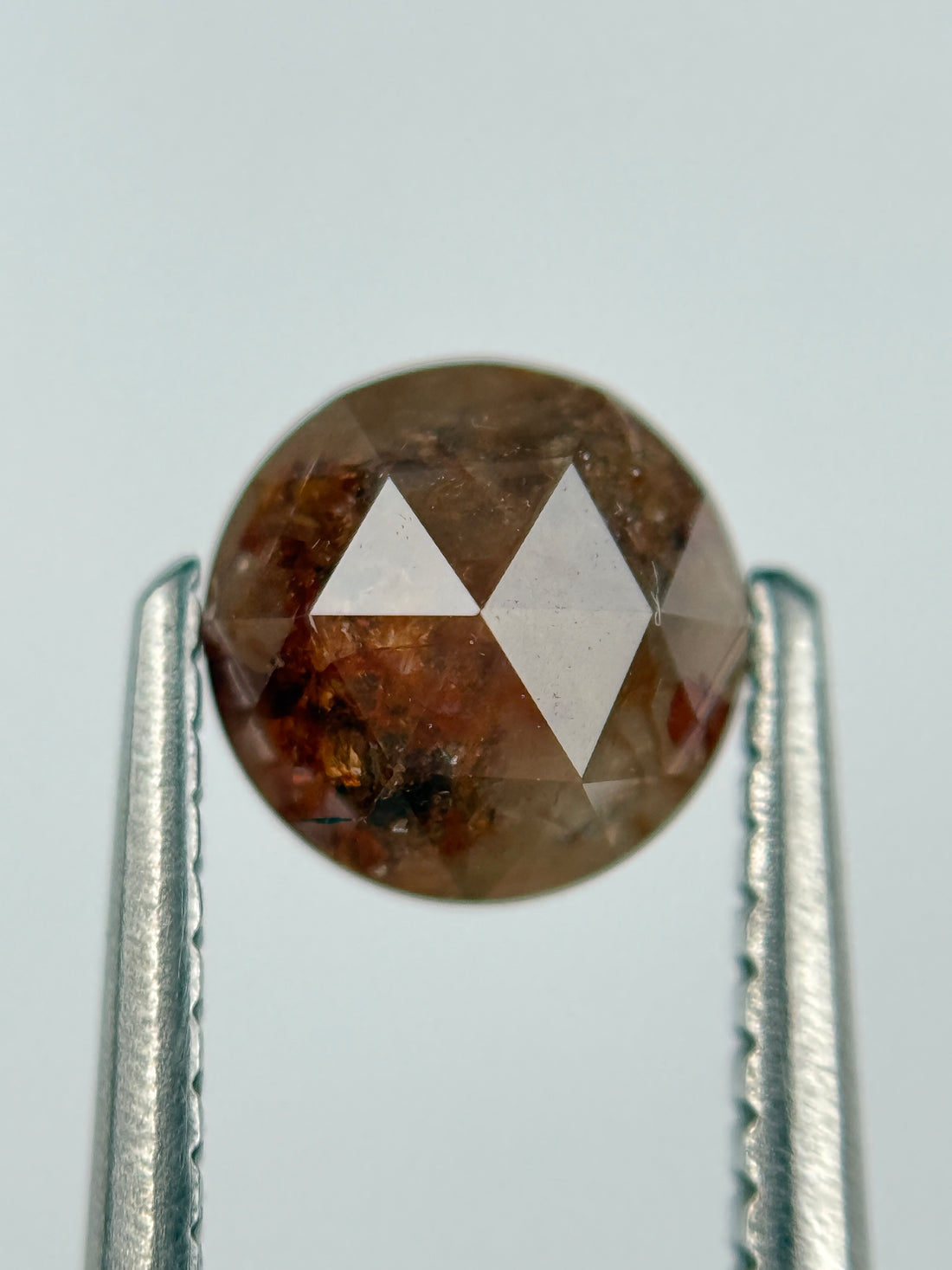 1.08 Ct Round Rose Cut Red Natural Salt and Pepper Diamond