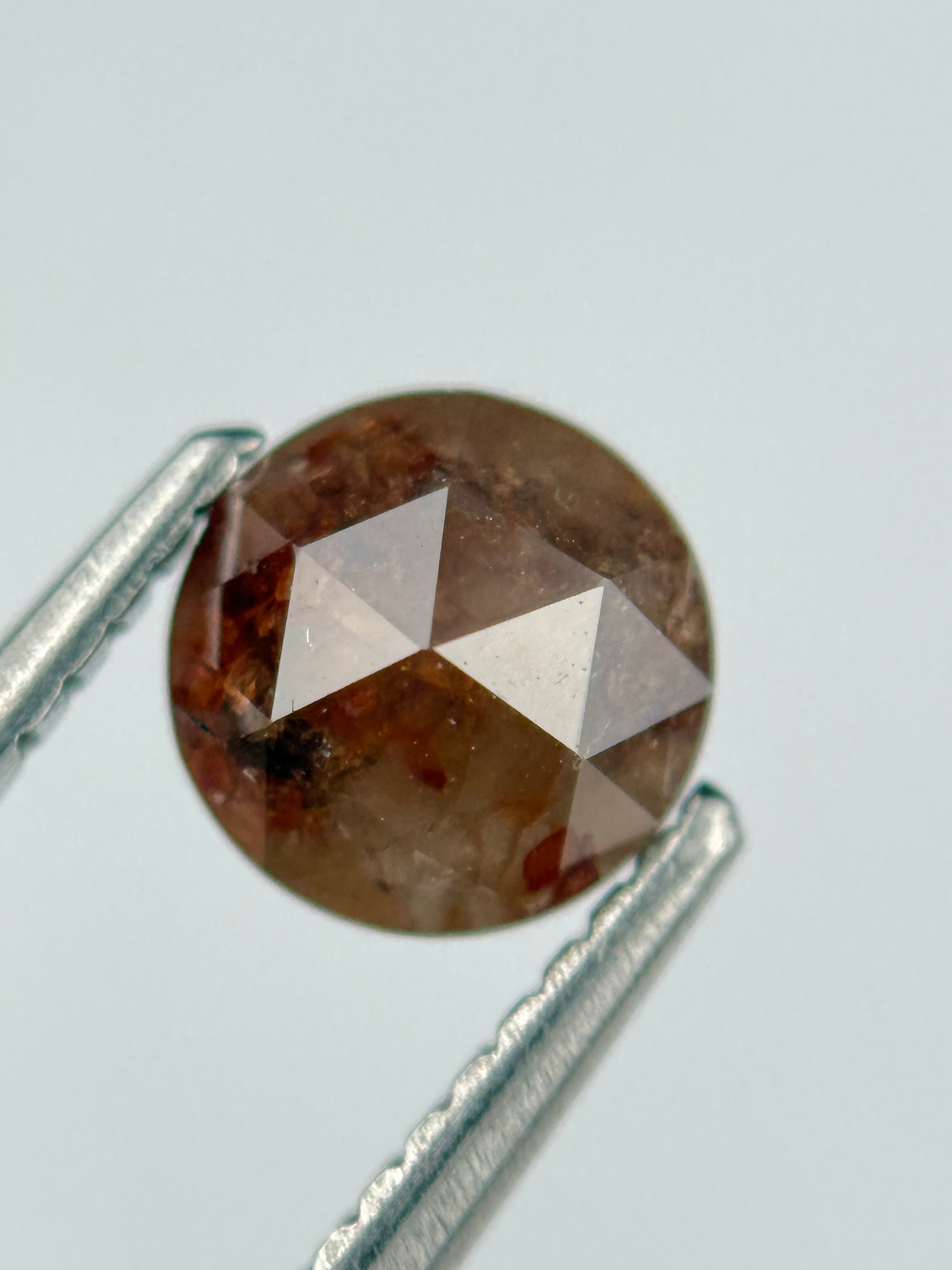 1.08 Ct Round Rose Cut Red Natural Salt and Pepper Diamond