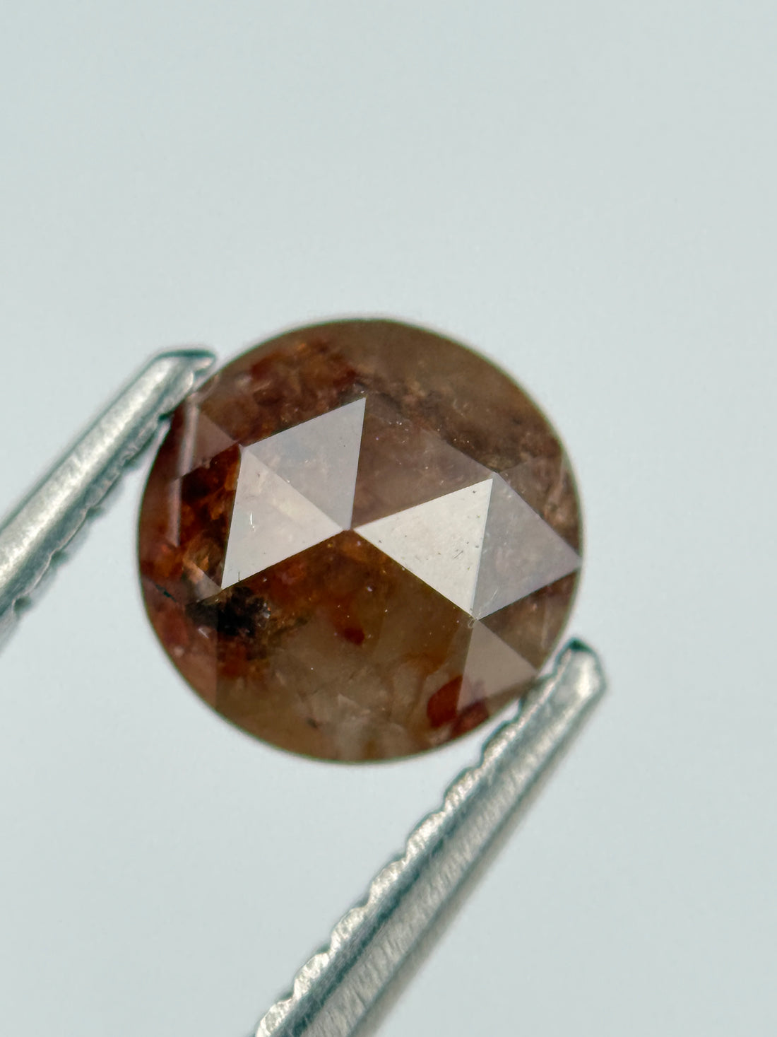 1.08 Ct Round Rose Cut Red Natural Salt and Pepper Diamond
