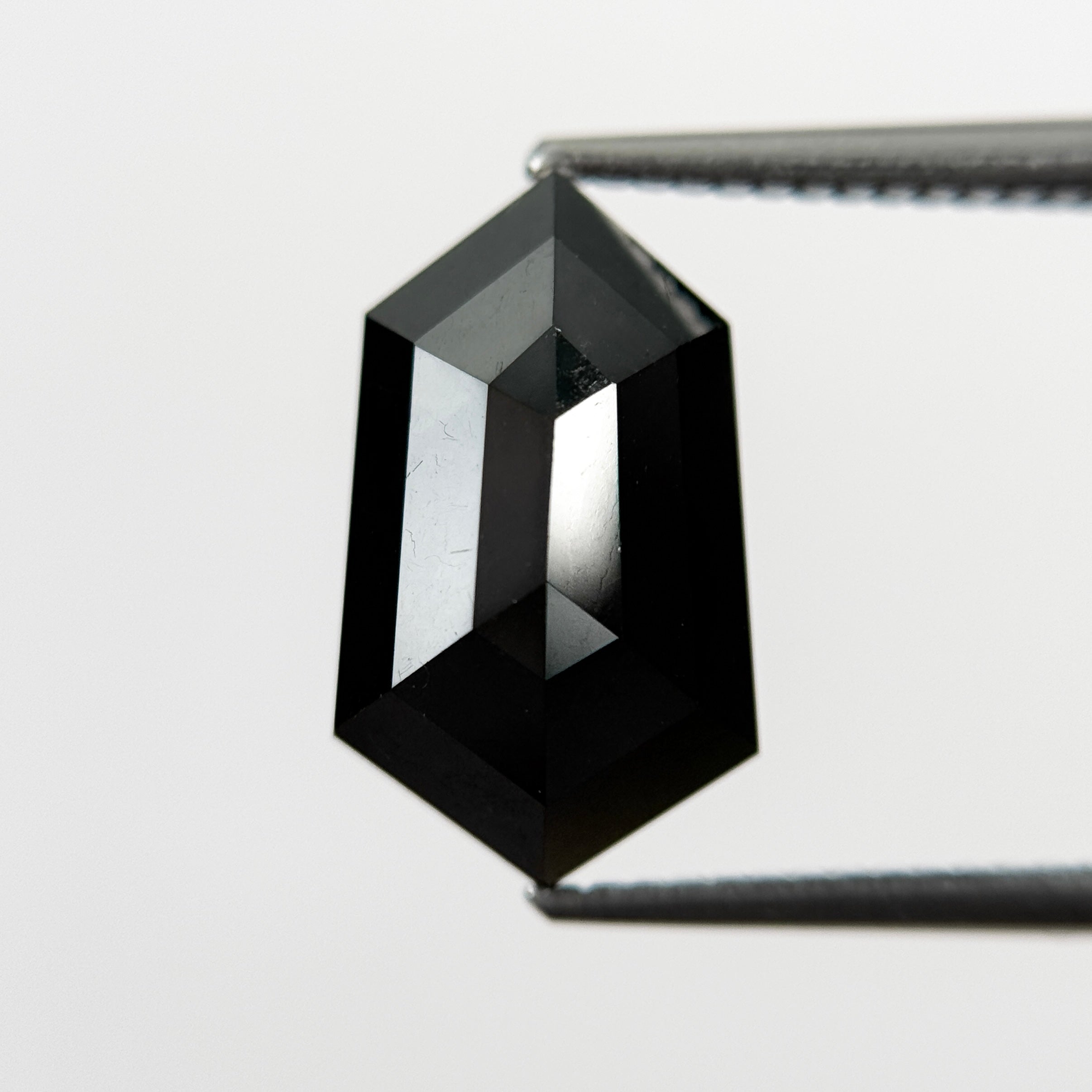 4.73 Ct Hexagon Rose Cut Black Natural Salt and Pepper Diamond