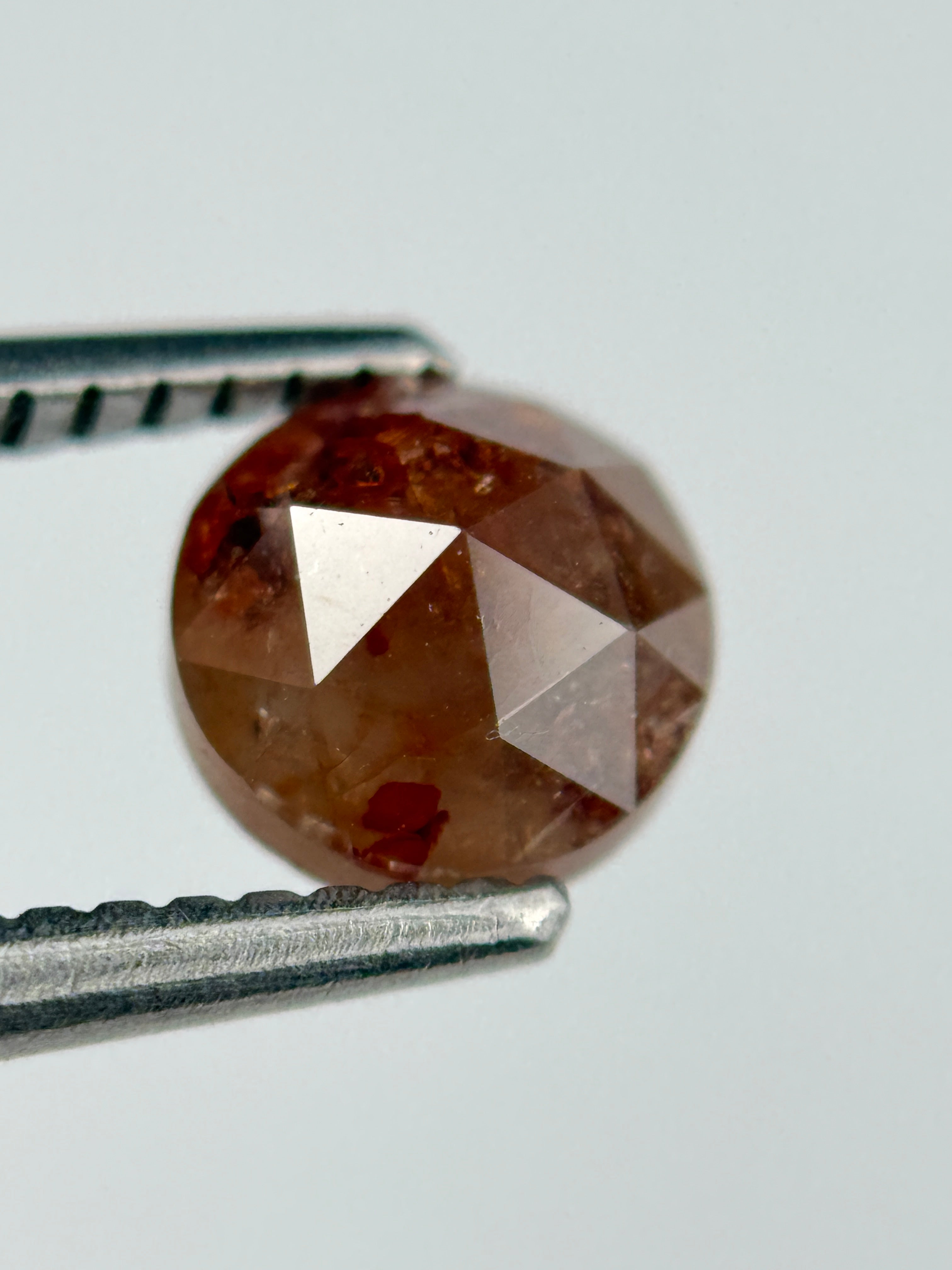 1.08 Ct Round Rose Cut Red Natural Salt and Pepper Diamond