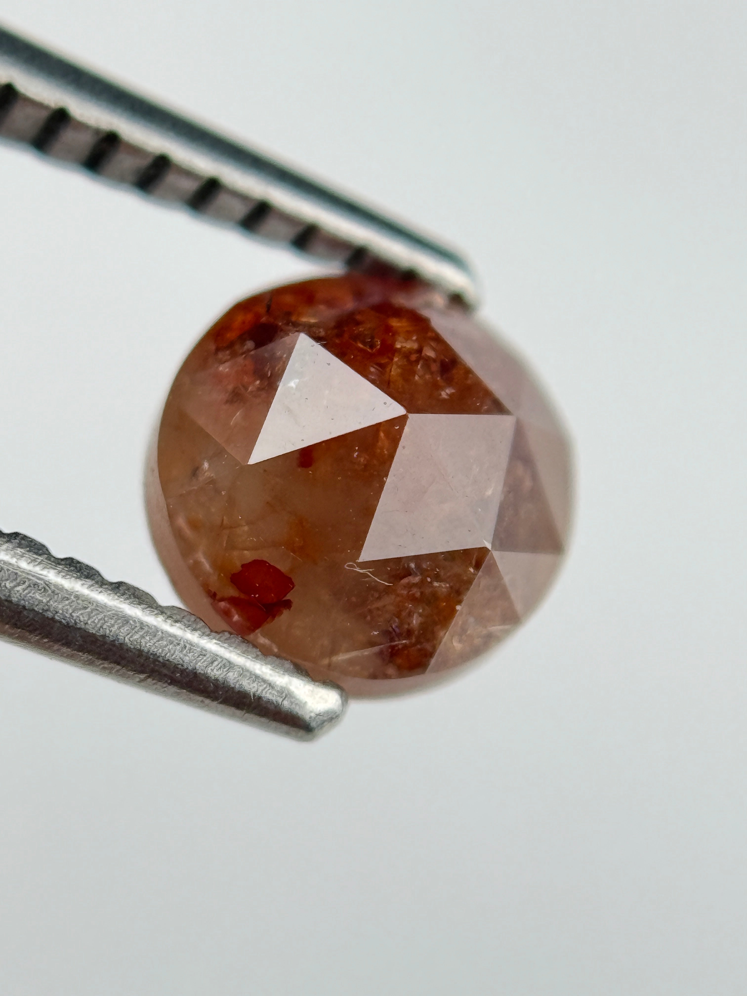 1.08 Ct Round Rose Cut Red Natural Salt and Pepper Diamond