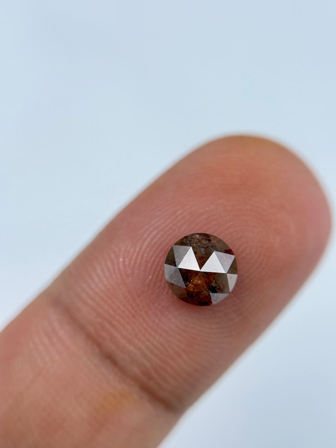 1.08 Ct Round Rose Cut Red Natural Salt and Pepper Diamond