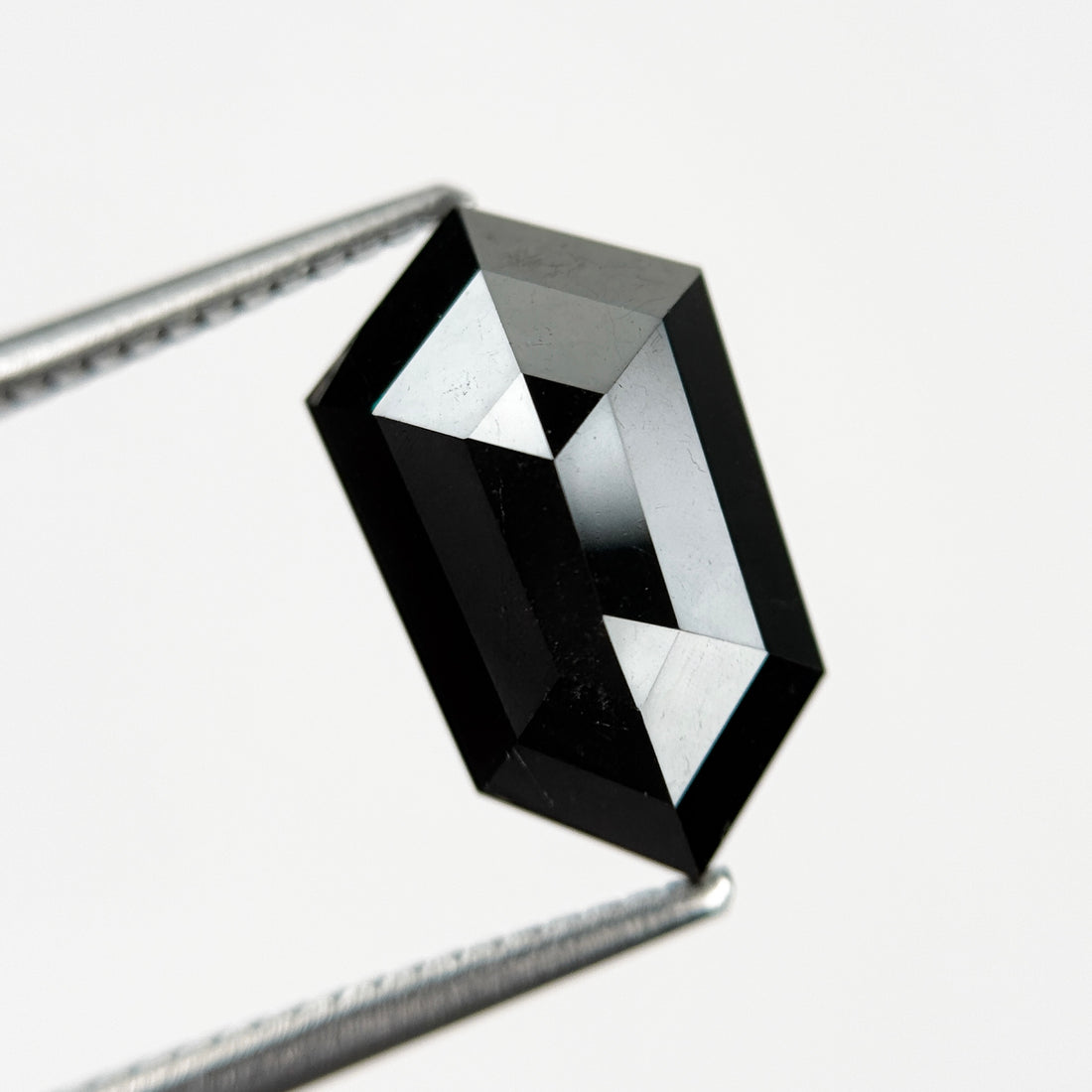 4.73 Ct Hexagon Rose Cut Black Natural Salt and Pepper Diamond