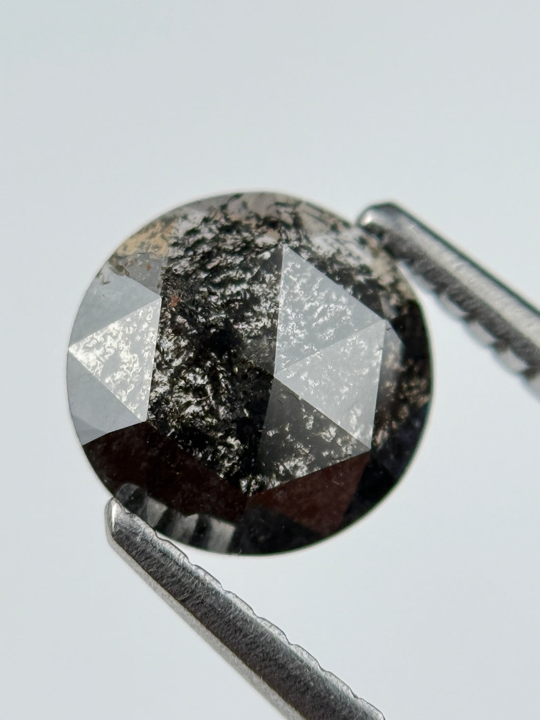 0.96 Ct Round Rose Cut Black Natural Salt and Pepper Diamond