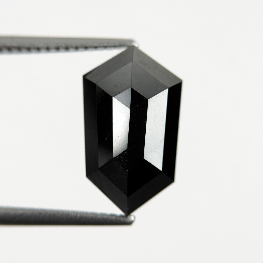 4.73 Ct Hexagon Rose Cut Black Natural Salt and Pepper Diamond