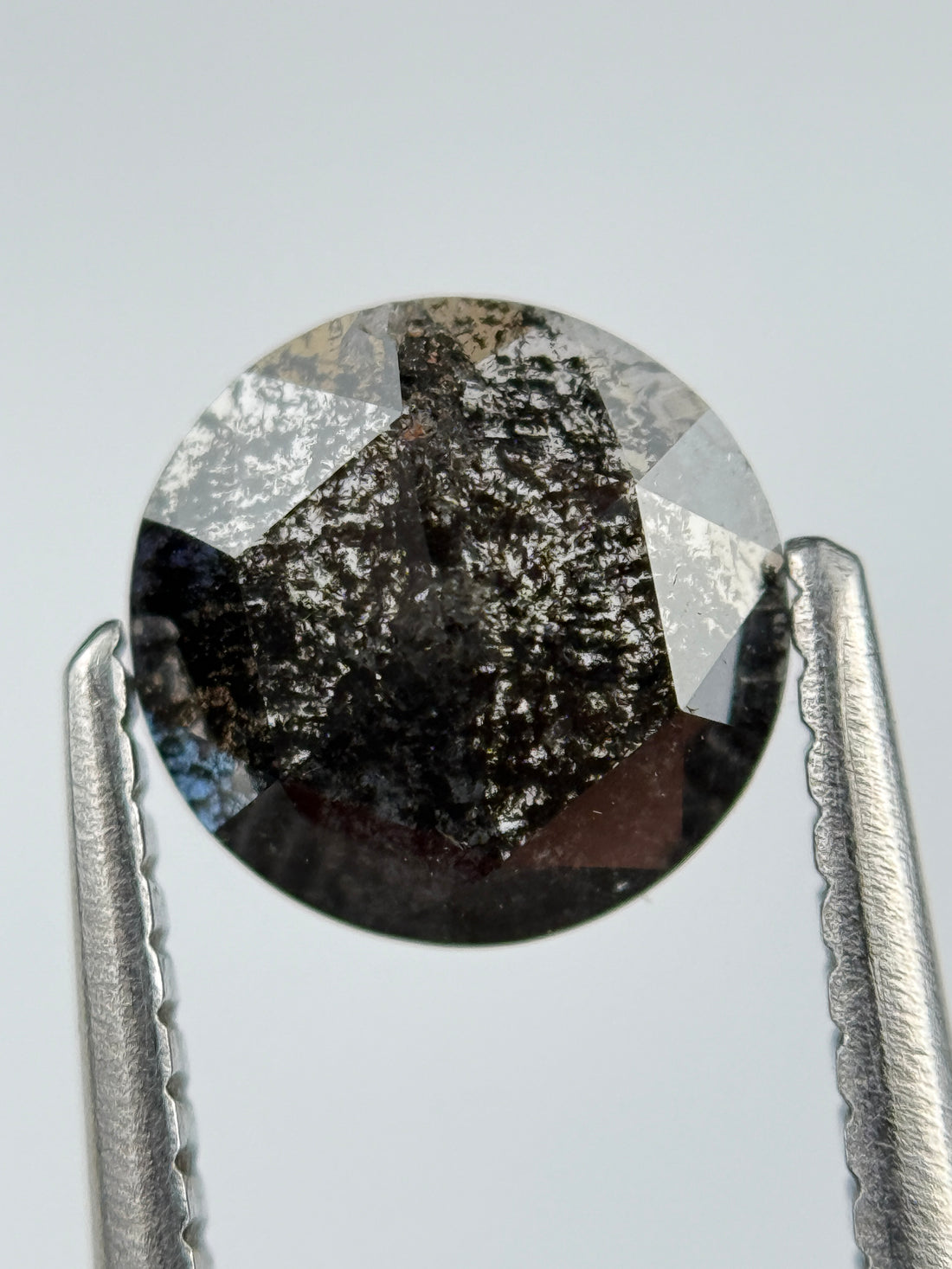 0.96 Ct Round Rose Cut Black Natural Salt and Pepper Diamond