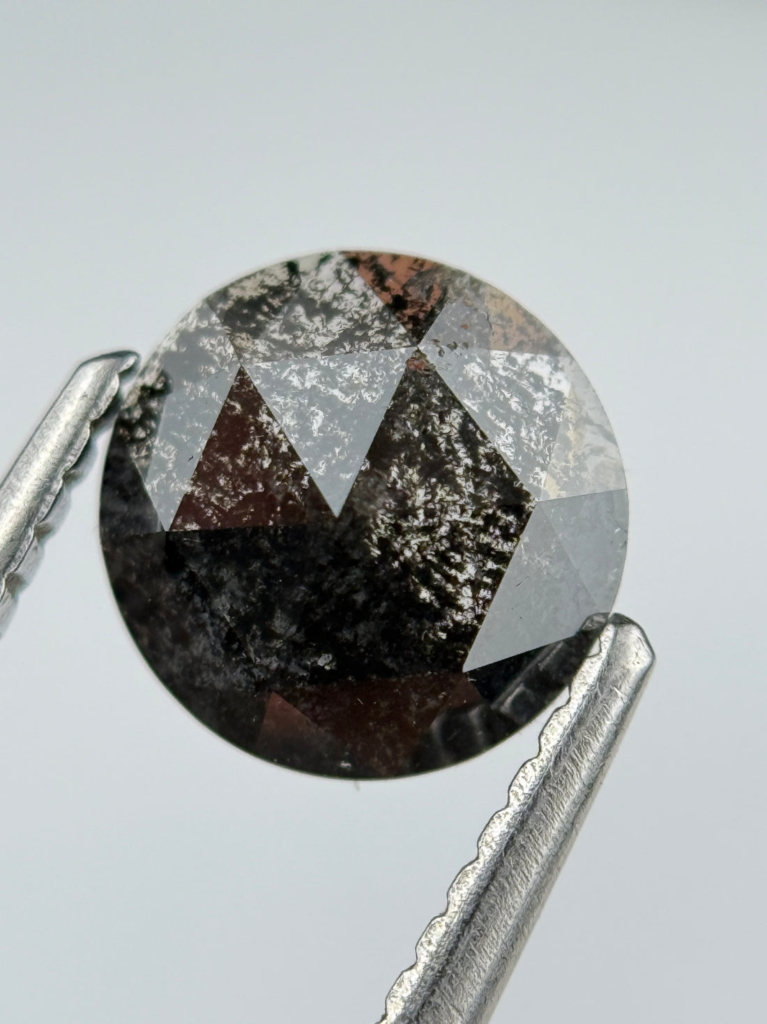 0.96 Ct Round Rose Cut Black Natural Salt and Pepper Diamond