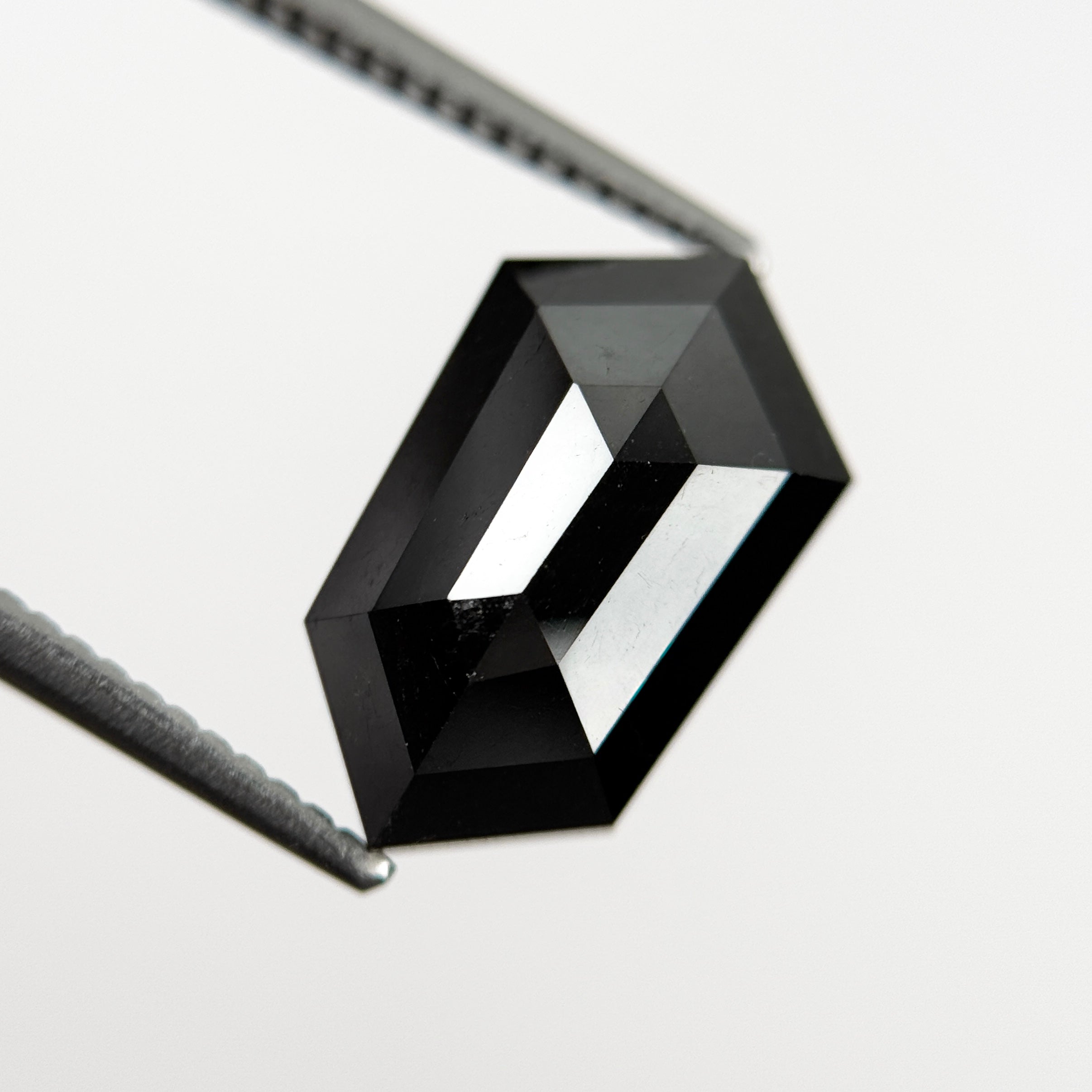 4.73 Ct Hexagon Rose Cut Black Natural Salt and Pepper Diamond